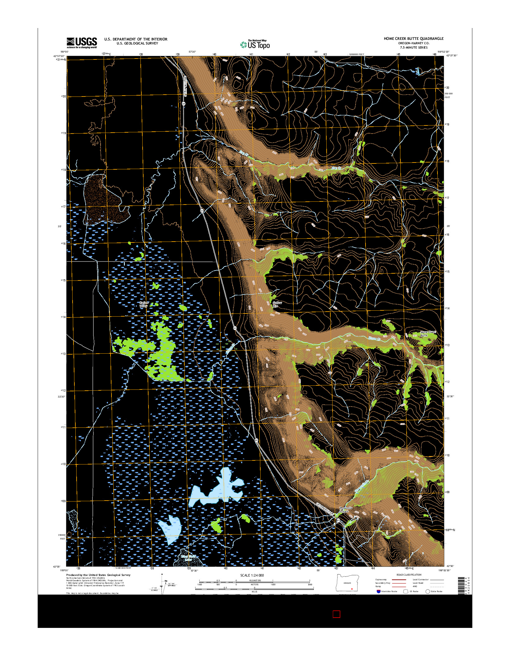 USGS US TOPO 7.5-MINUTE MAP FOR HOME CREEK BUTTE, OR 2017