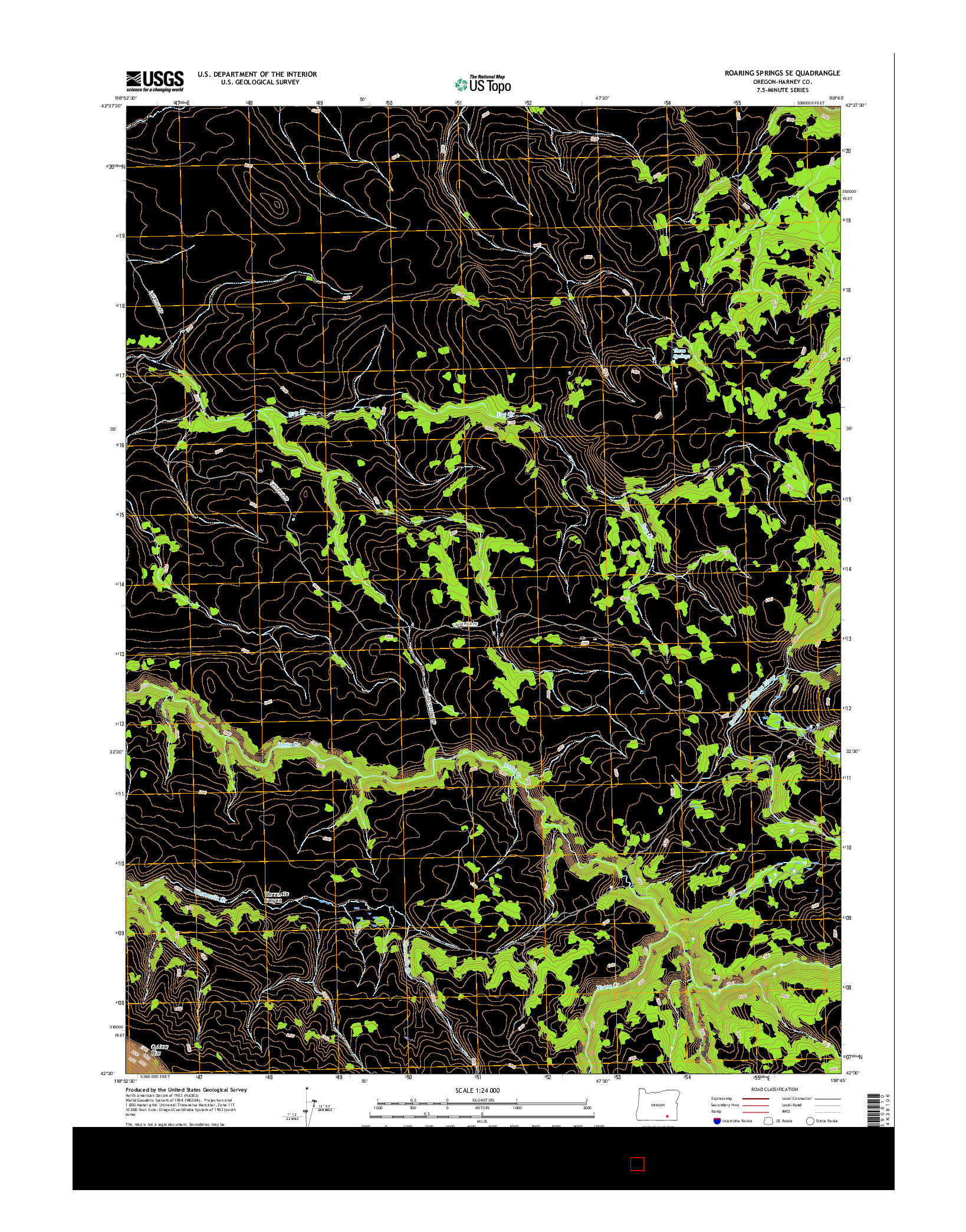 USGS US TOPO 7.5-MINUTE MAP FOR ROARING SPRINGS SE, OR 2017