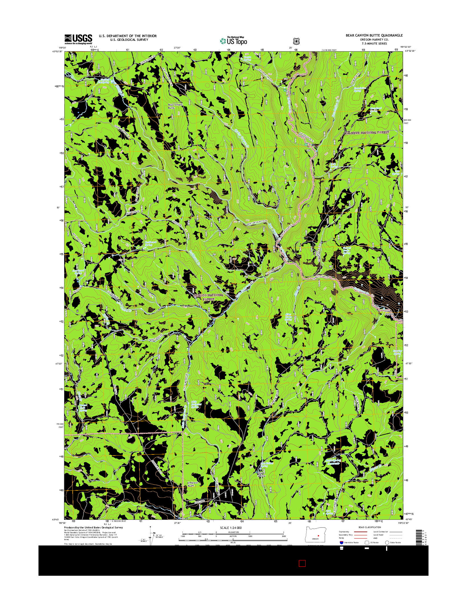 USGS US TOPO 7.5-MINUTE MAP FOR BEAR CANYON BUTTE, OR 2017