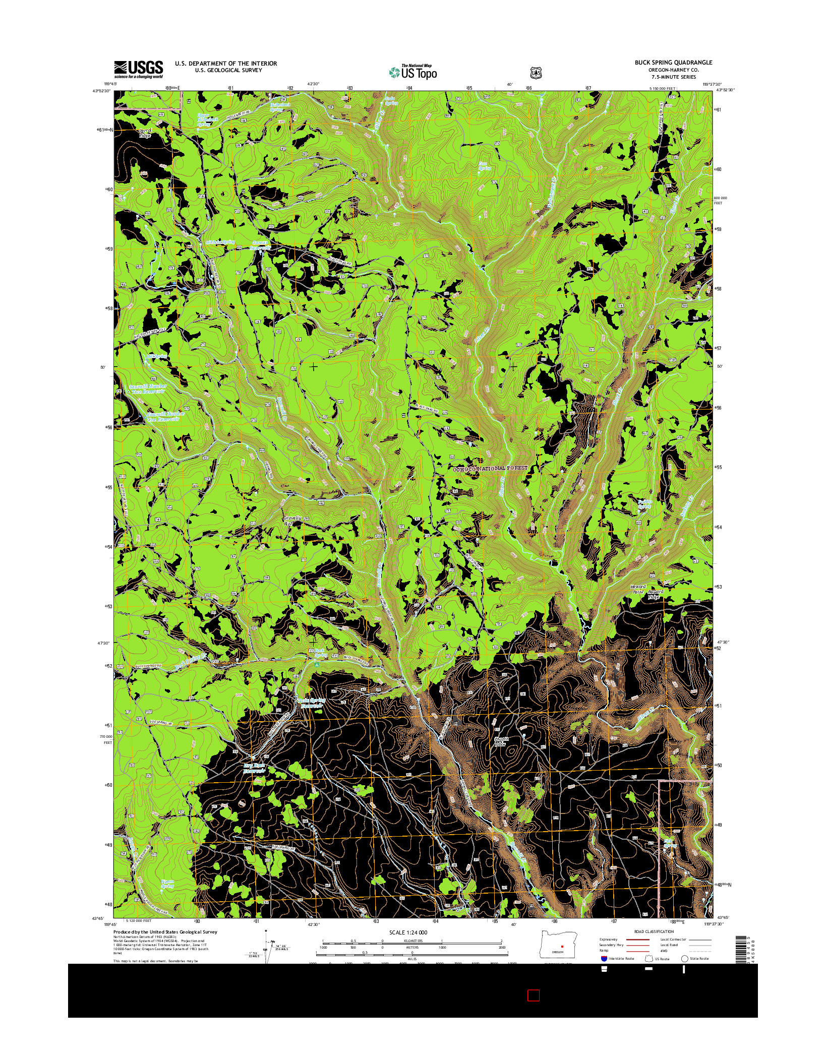 USGS US TOPO 7.5-MINUTE MAP FOR BUCK SPRING, OR 2017