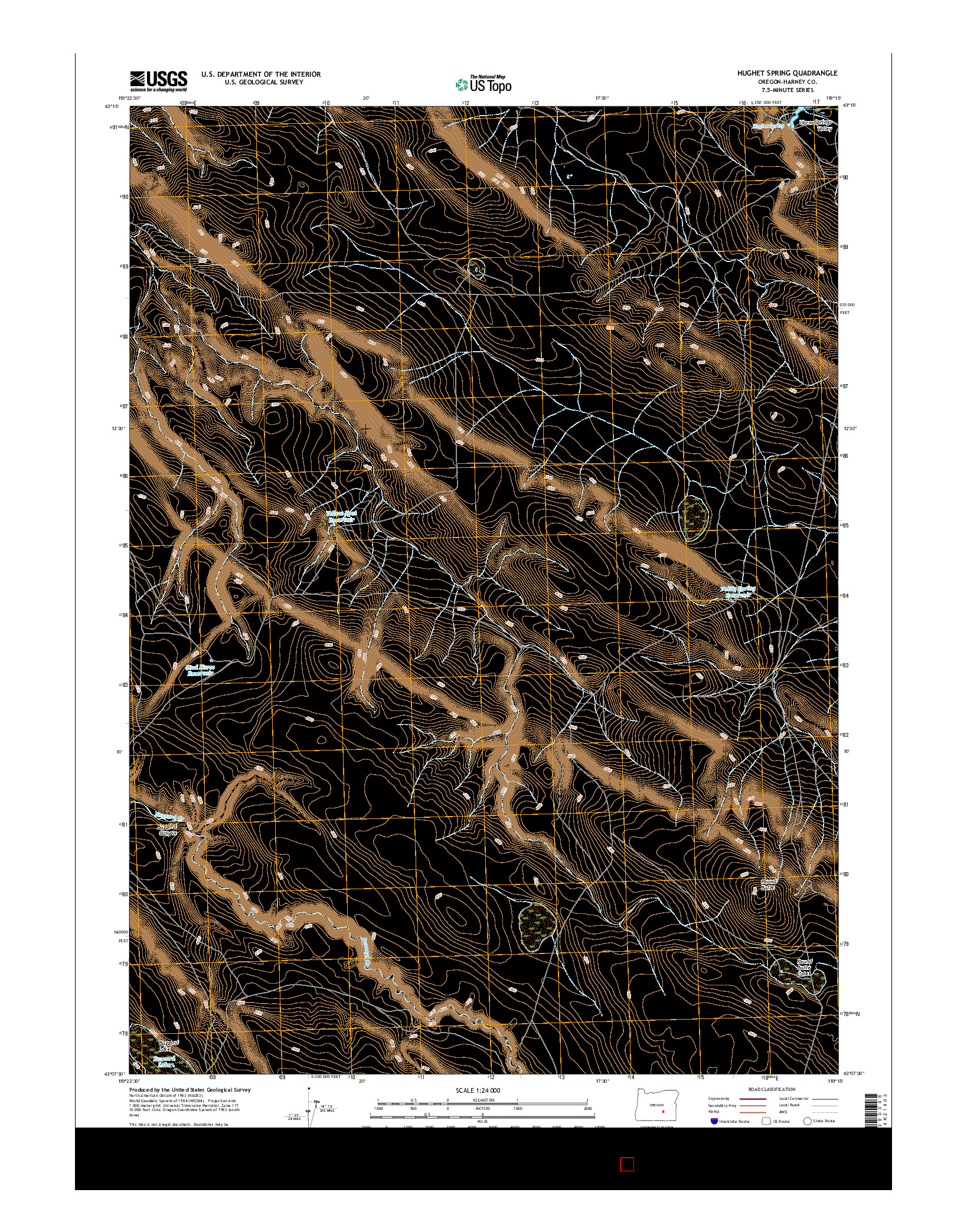 USGS US TOPO 7.5-MINUTE MAP FOR HUGHET SPRING, OR 2017