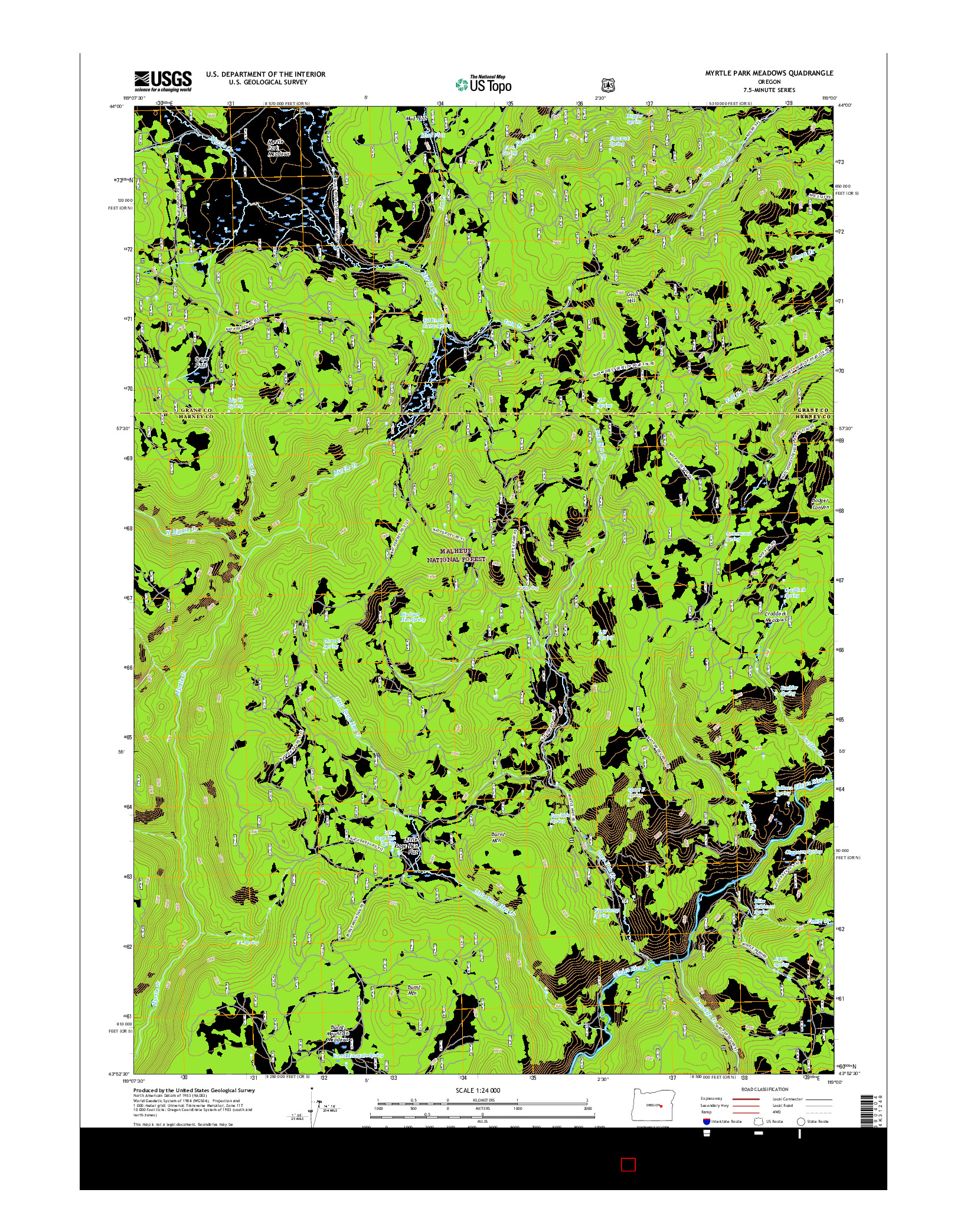 USGS US TOPO 7.5-MINUTE MAP FOR MYRTLE PARK MEADOWS, OR 2017