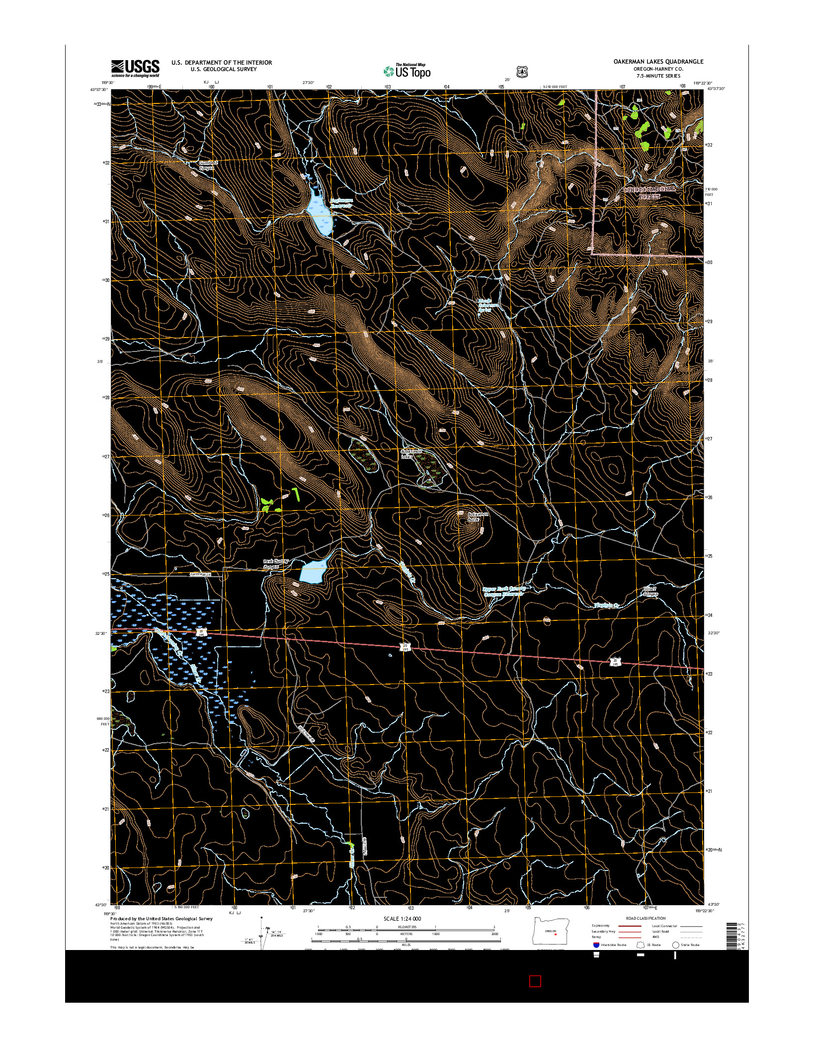 USGS US TOPO 7.5-MINUTE MAP FOR OAKERMAN LAKES, OR 2017