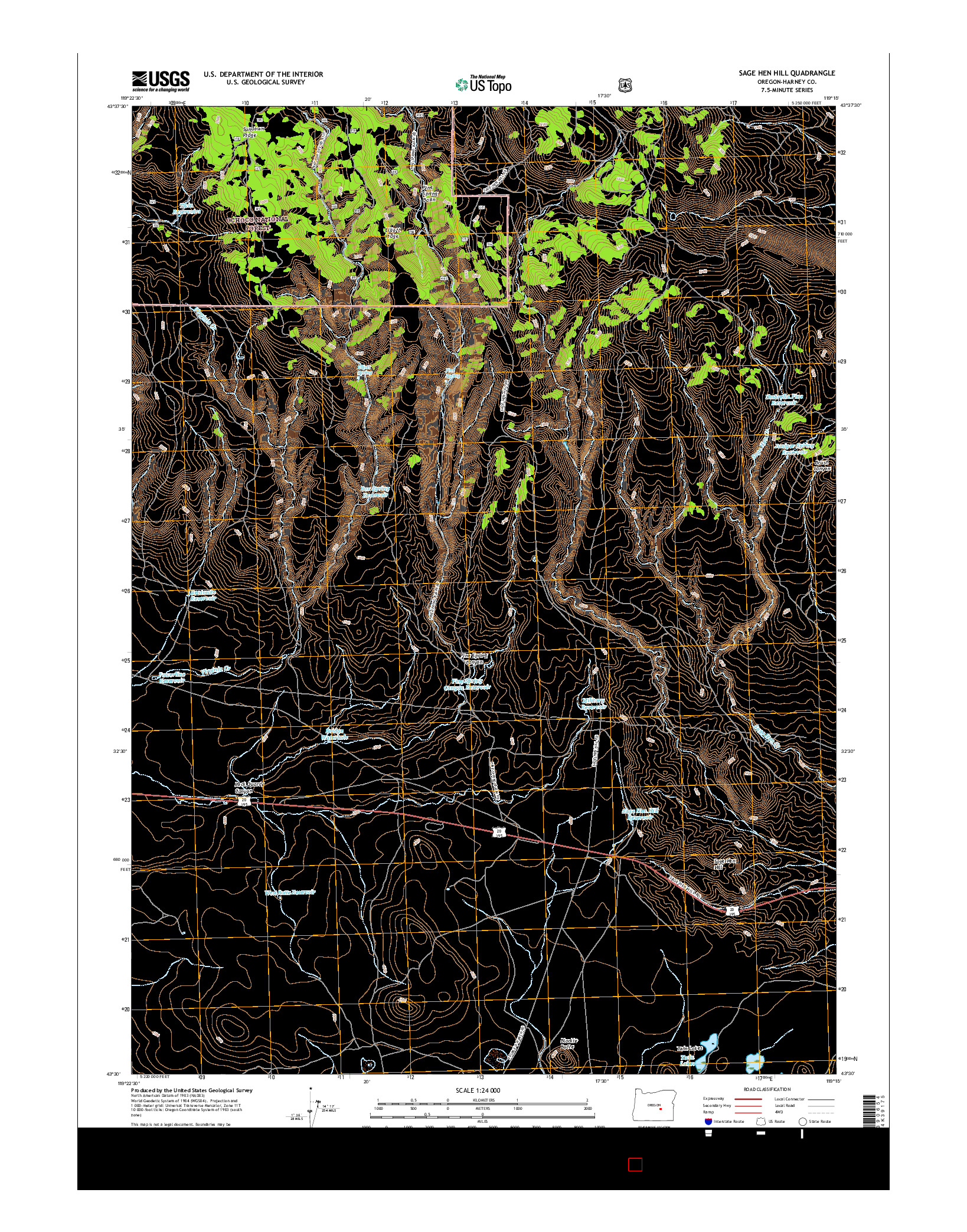 USGS US TOPO 7.5-MINUTE MAP FOR SAGE HEN HILL, OR 2017