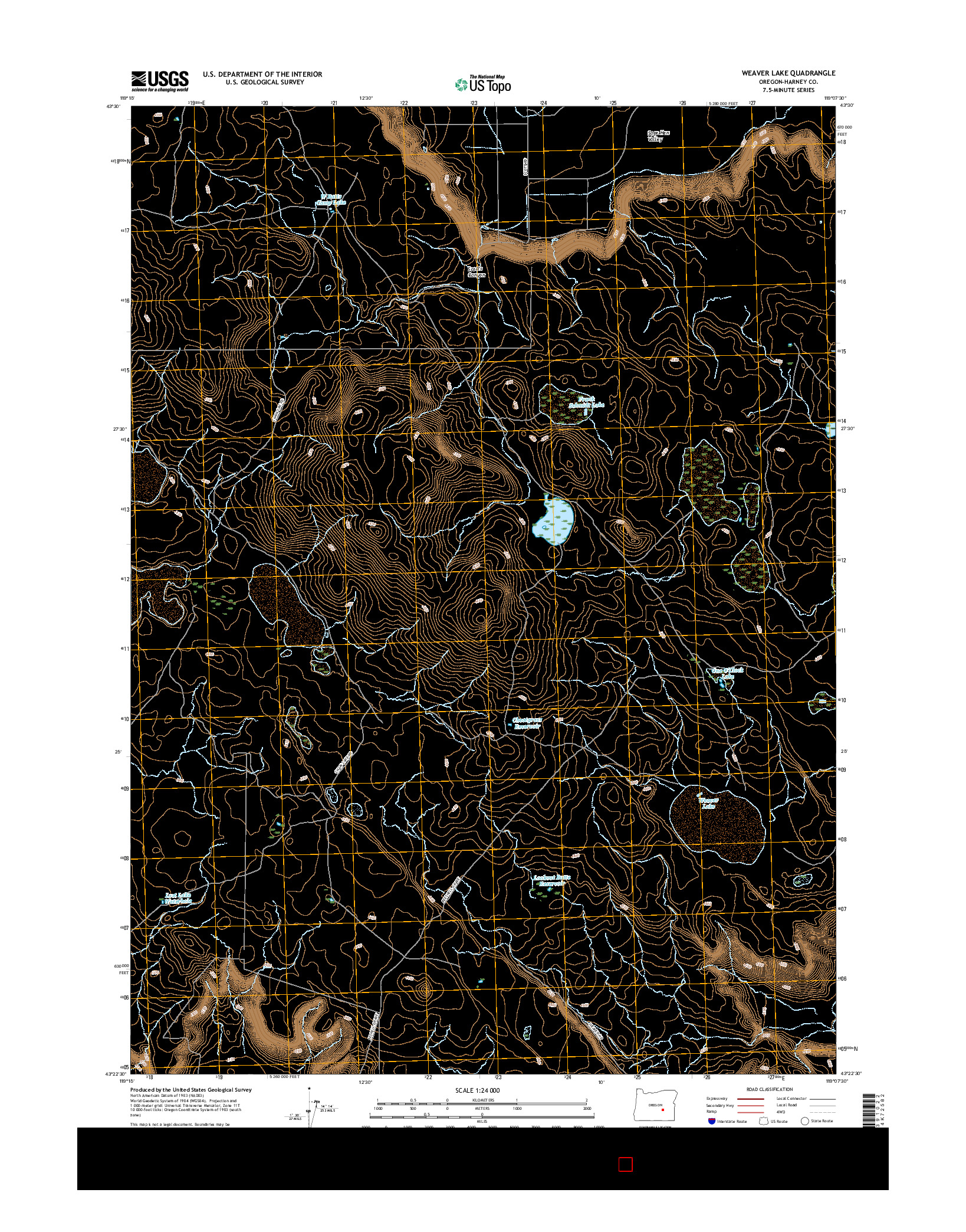 USGS US TOPO 7.5-MINUTE MAP FOR WEAVER LAKE, OR 2017