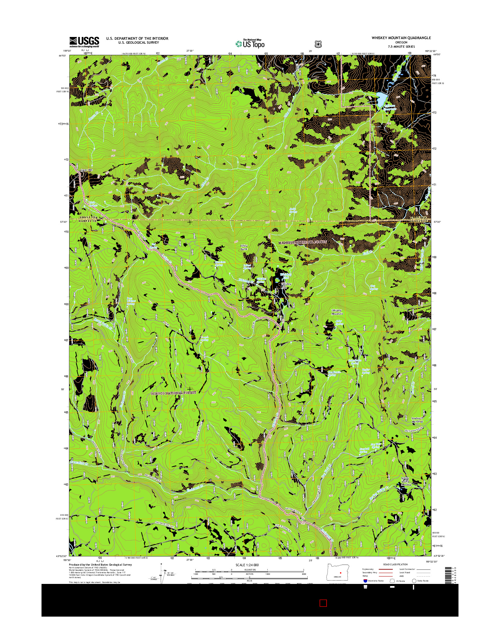 USGS US TOPO 7.5-MINUTE MAP FOR WHISKEY MOUNTAIN, OR 2017