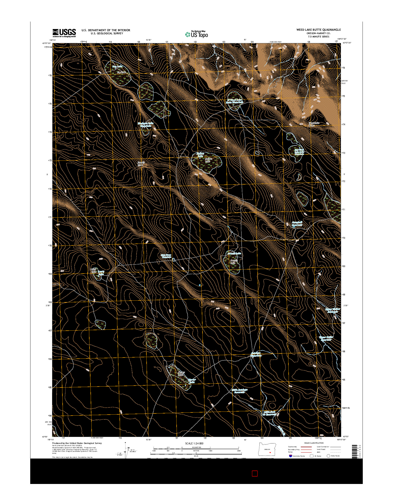 USGS US TOPO 7.5-MINUTE MAP FOR WEED LAKE BUTTE, OR 2017