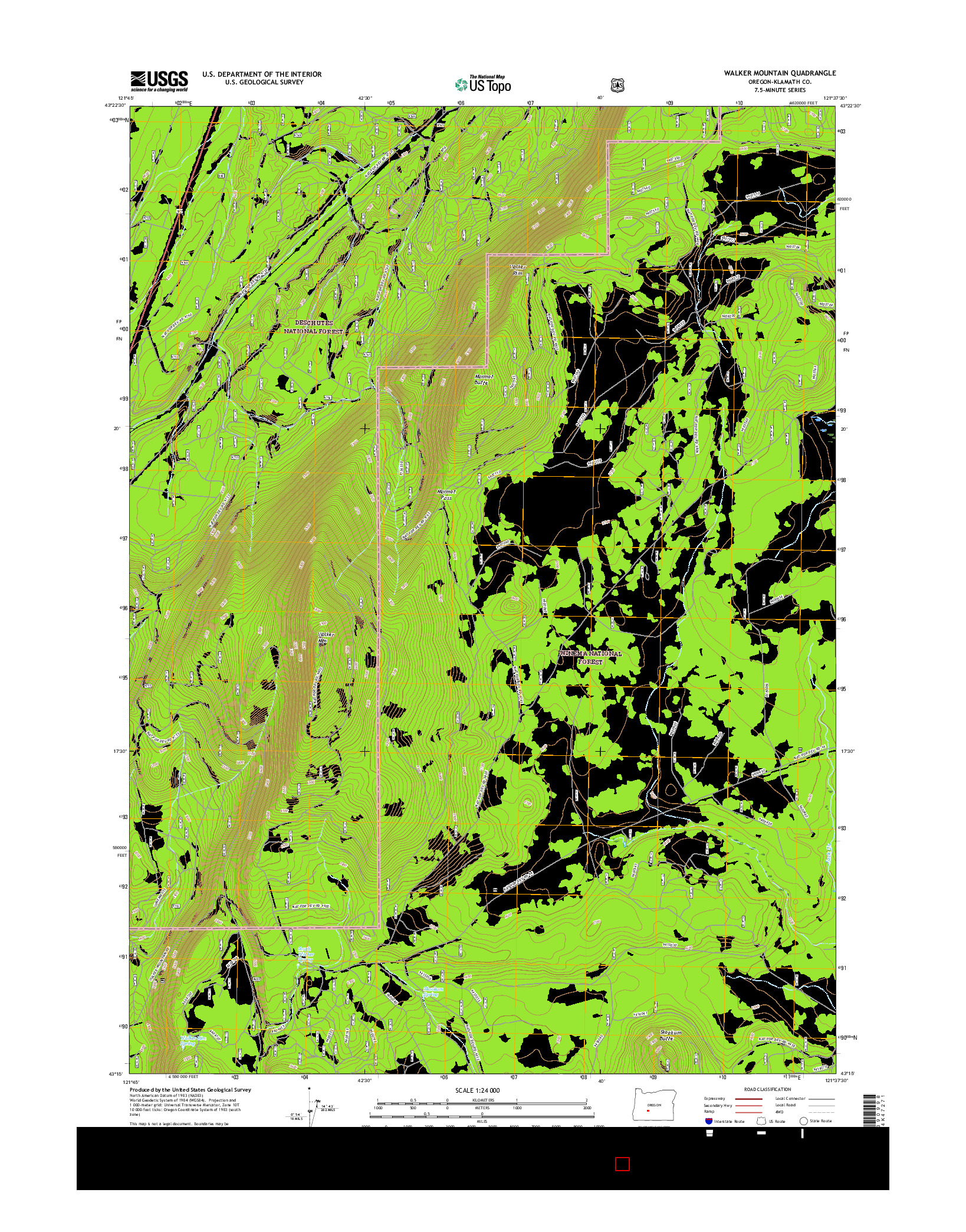 USGS US TOPO 7.5-MINUTE MAP FOR WALKER MOUNTAIN, OR 2017