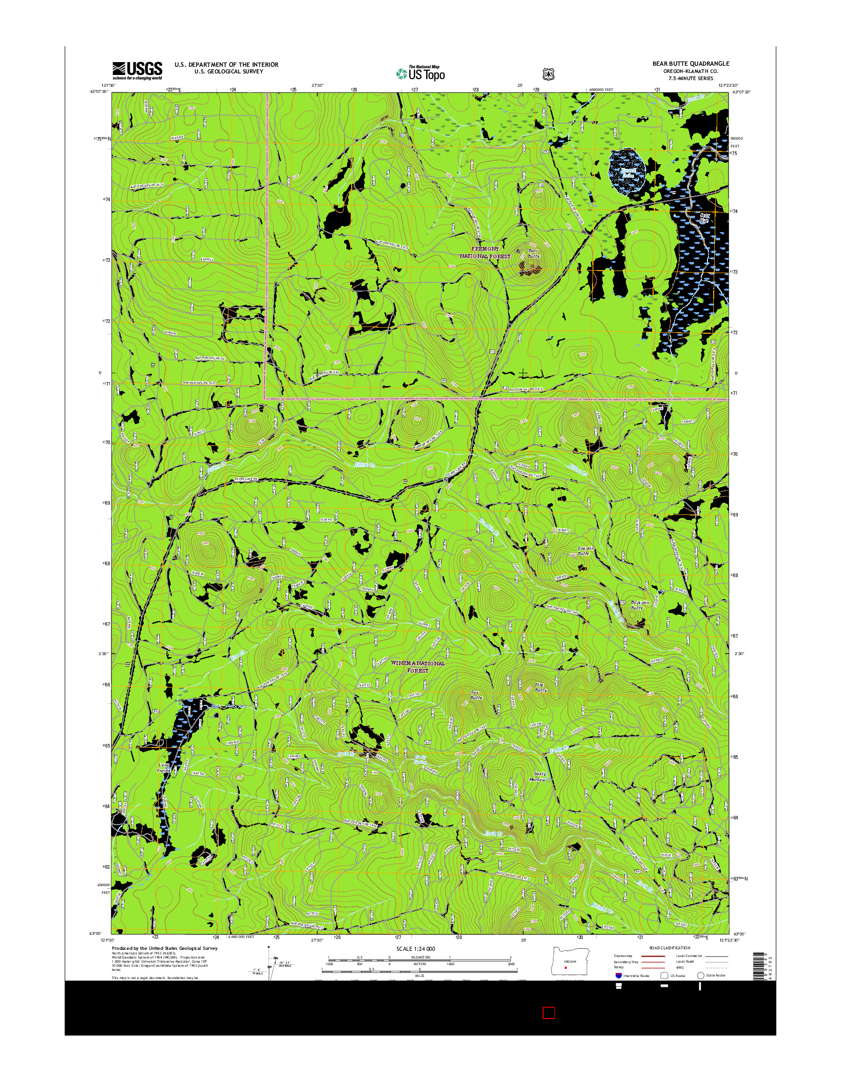 USGS US TOPO 7.5-MINUTE MAP FOR BEAR BUTTE, OR 2017