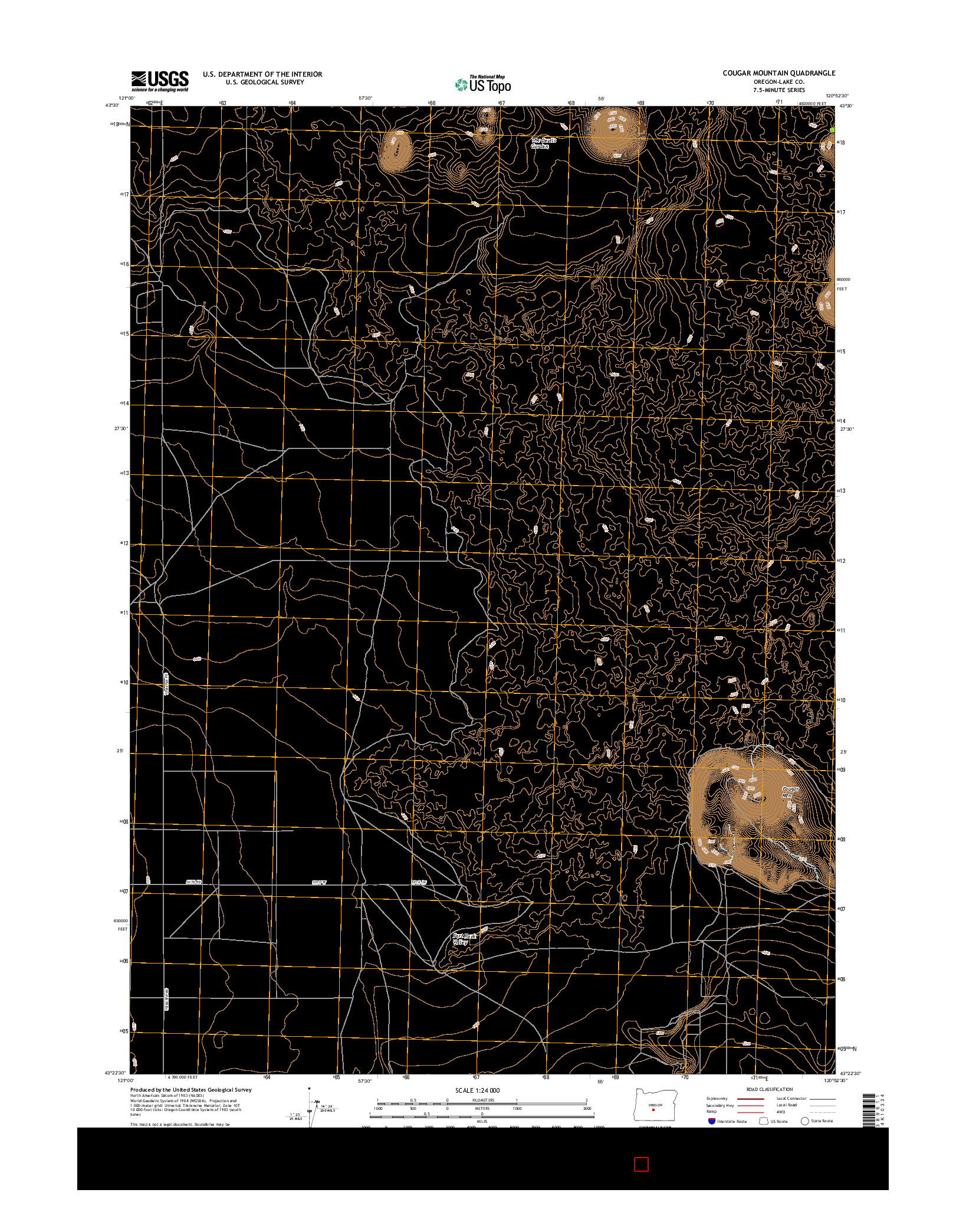 USGS US TOPO 7.5-MINUTE MAP FOR COUGAR MOUNTAIN, OR 2017