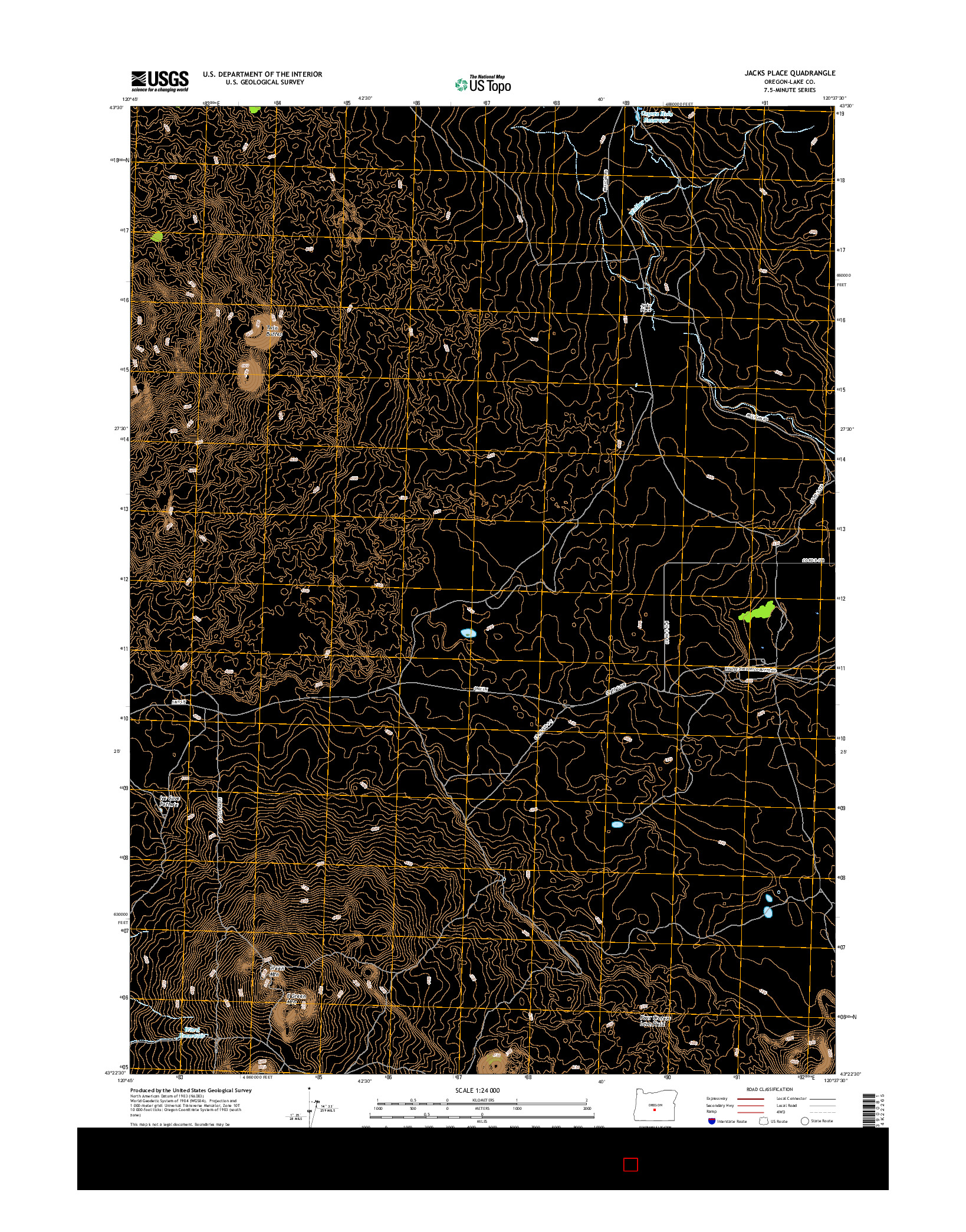 USGS US TOPO 7.5-MINUTE MAP FOR JACKS PLACE, OR 2017