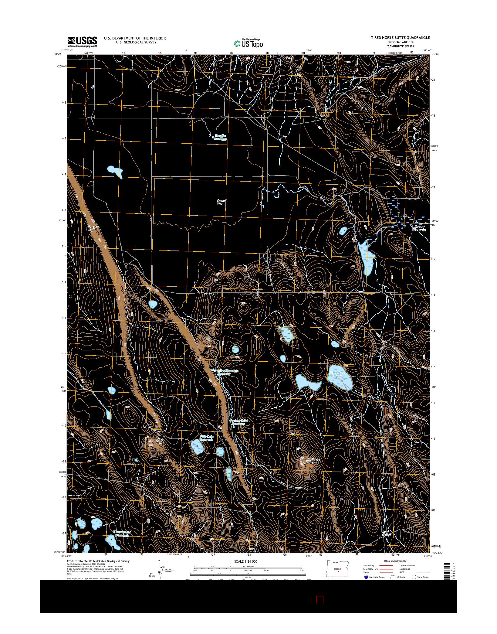 USGS US TOPO 7.5-MINUTE MAP FOR TIRED HORSE BUTTE, OR 2017