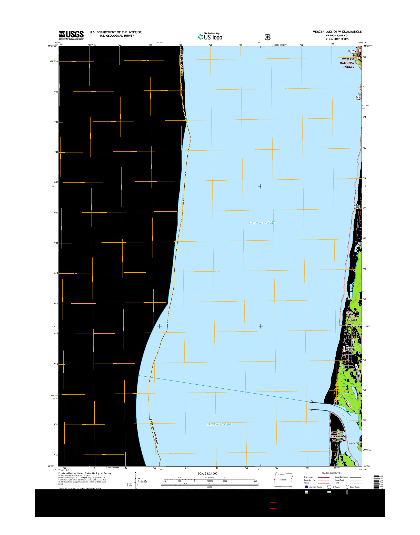 USGS US TOPO 7.5-MINUTE MAP FOR MERCER LAKE OE W, OR 2017