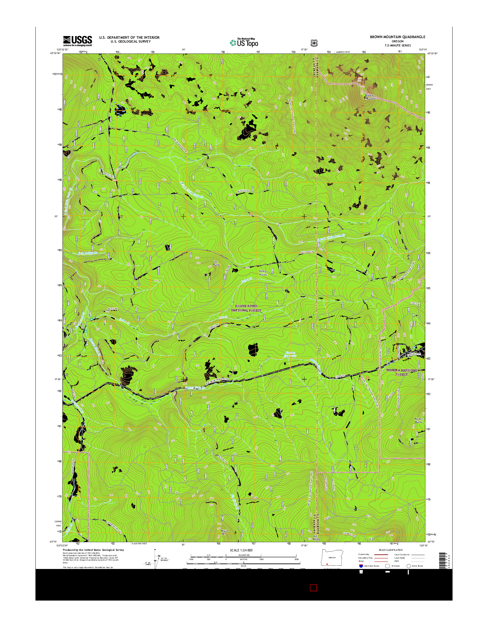 USGS US TOPO 7.5-MINUTE MAP FOR BROWN MOUNTAIN, OR 2017