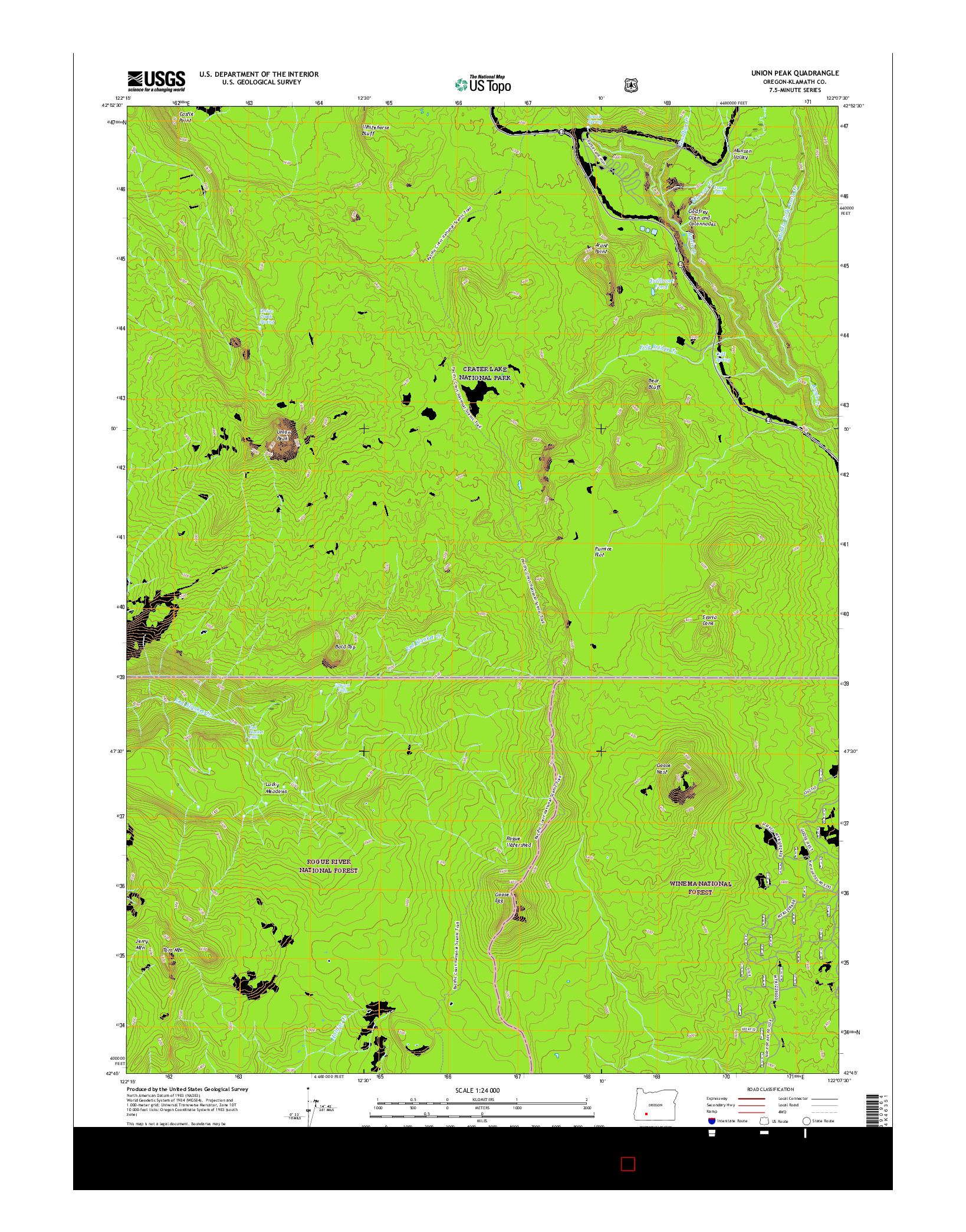 USGS US TOPO 7.5-MINUTE MAP FOR UNION PEAK, OR 2017