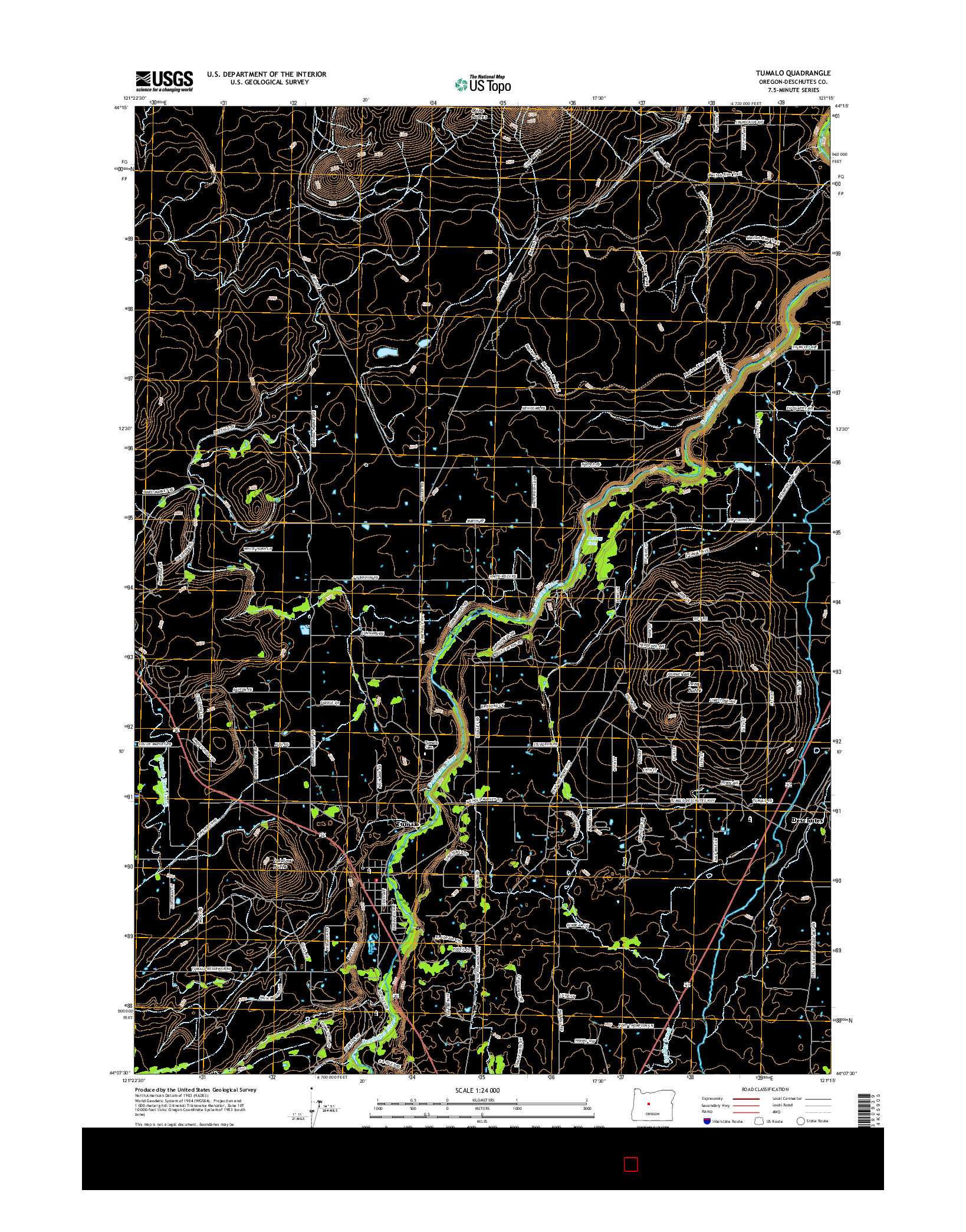 USGS US TOPO 7.5-MINUTE MAP FOR TUMALO, OR 2017