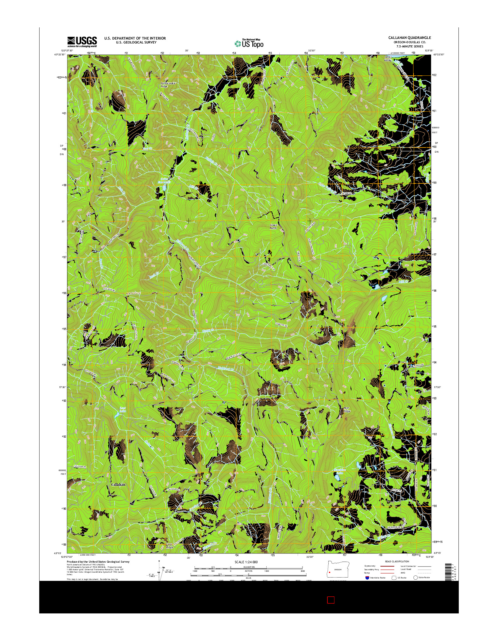 USGS US TOPO 7.5-MINUTE MAP FOR CALLAHAN, OR 2017