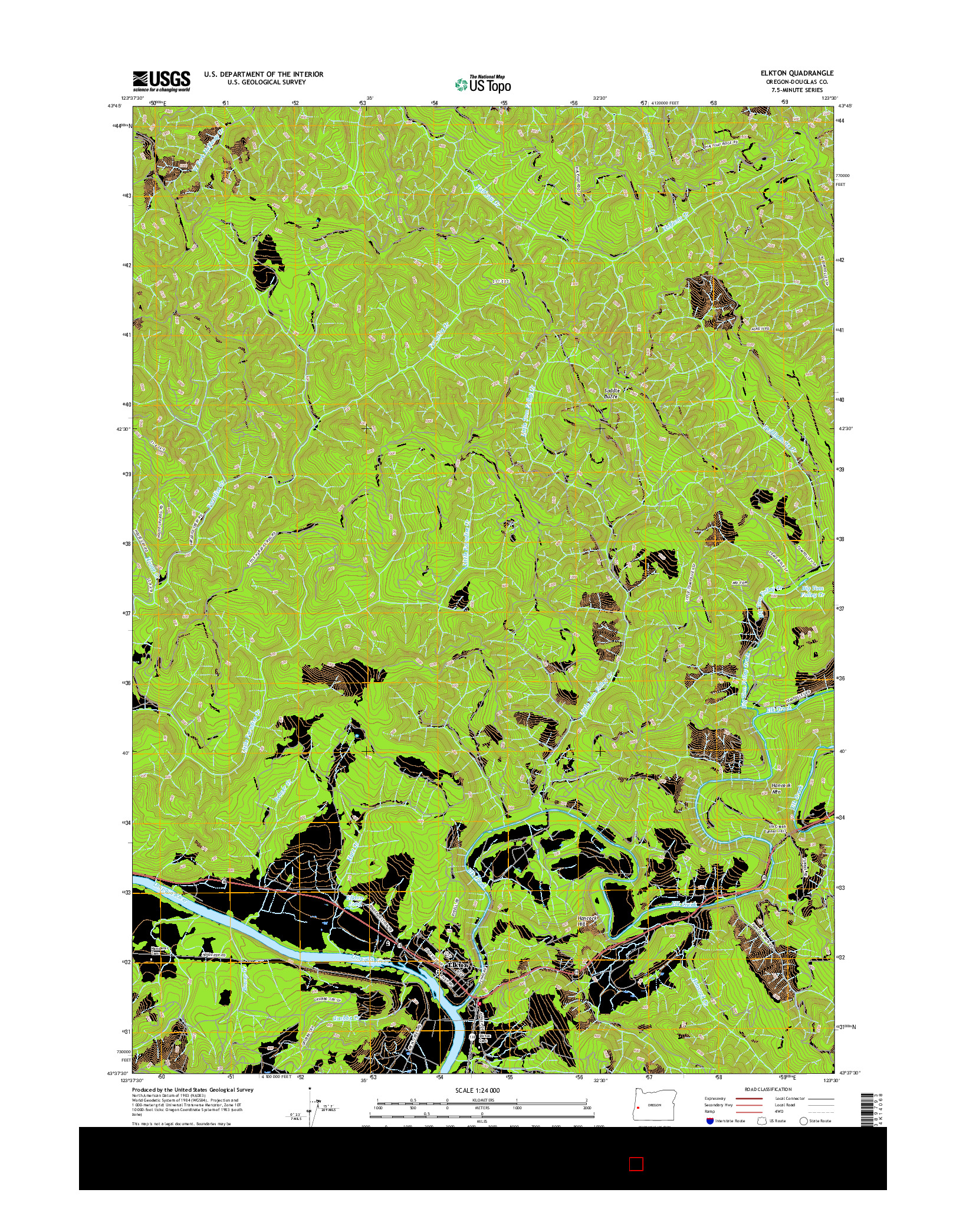 USGS US TOPO 7.5-MINUTE MAP FOR ELKTON, OR 2017