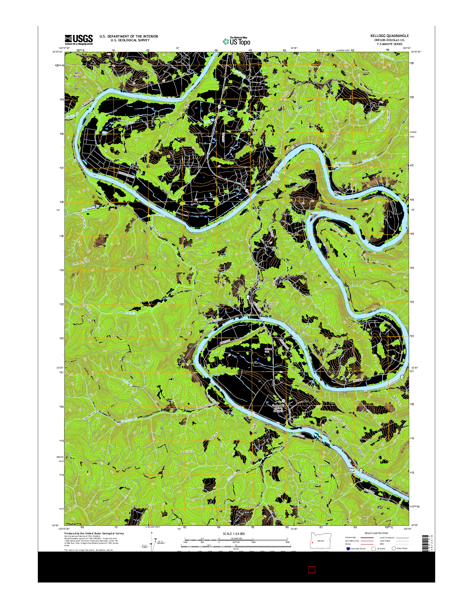 USGS US TOPO 7.5-MINUTE MAP FOR KELLOGG, OR 2017