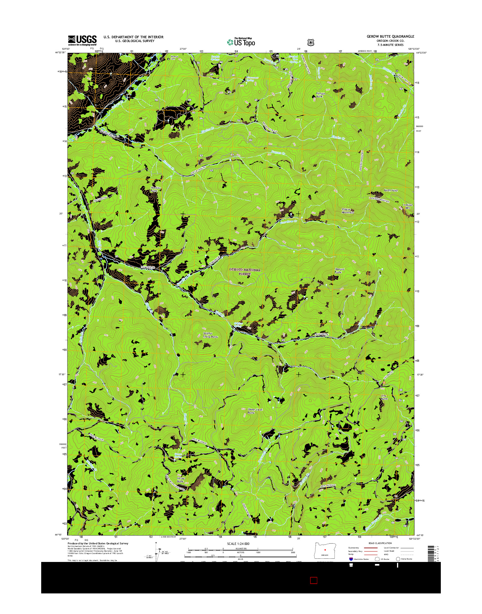 USGS US TOPO 7.5-MINUTE MAP FOR GEROW BUTTE, OR 2017