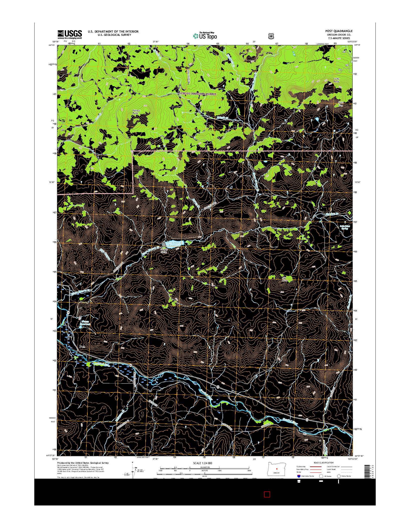 USGS US TOPO 7.5-MINUTE MAP FOR POST, OR 2017