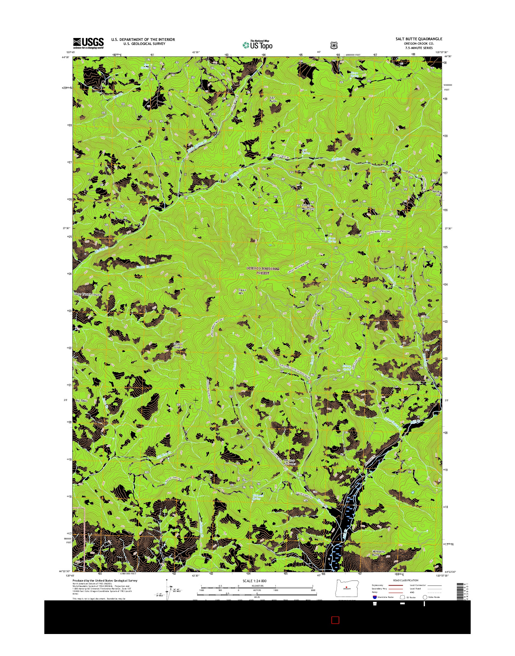 USGS US TOPO 7.5-MINUTE MAP FOR SALT BUTTE, OR 2017