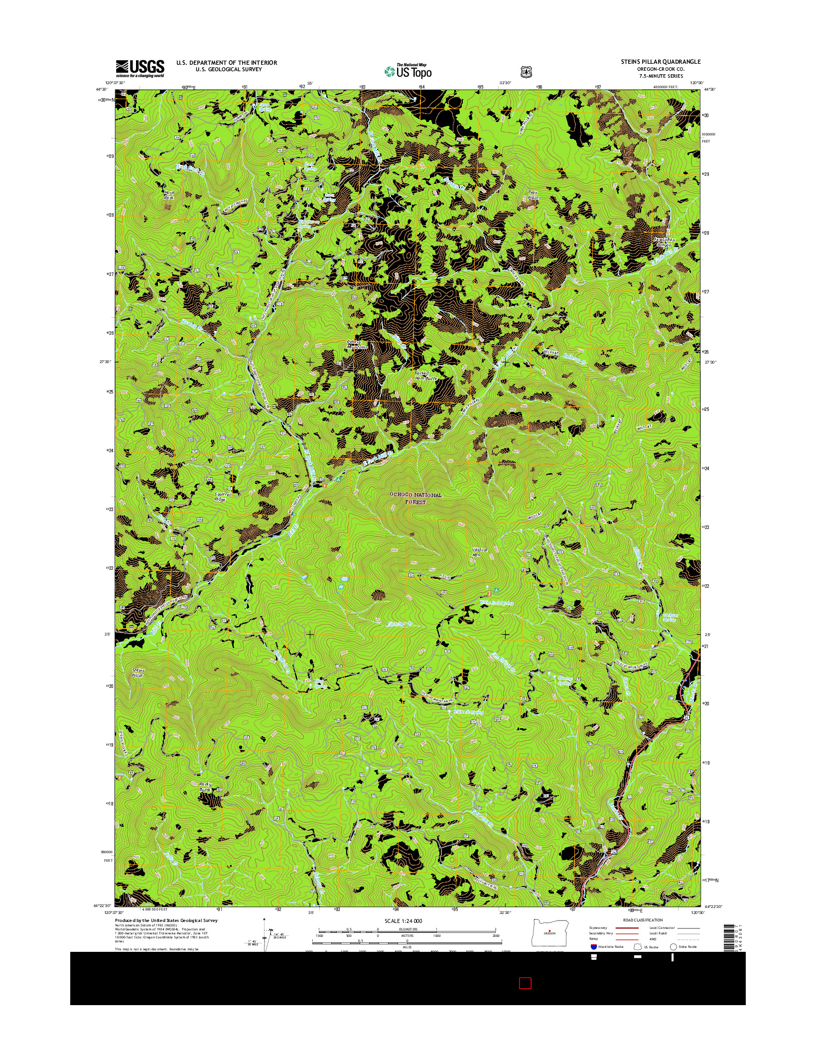 USGS US TOPO 7.5-MINUTE MAP FOR STEINS PILLAR, OR 2017