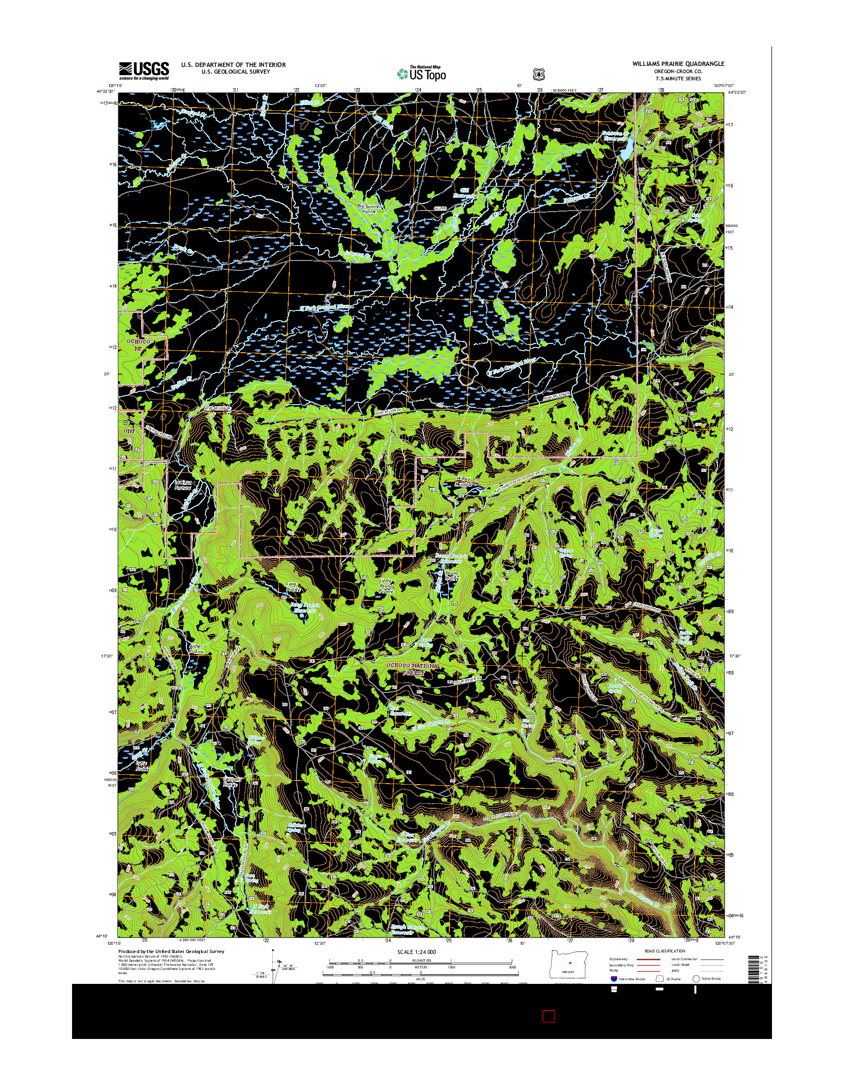 USGS US TOPO 7.5-MINUTE MAP FOR WILLIAMS PRAIRIE, OR 2017