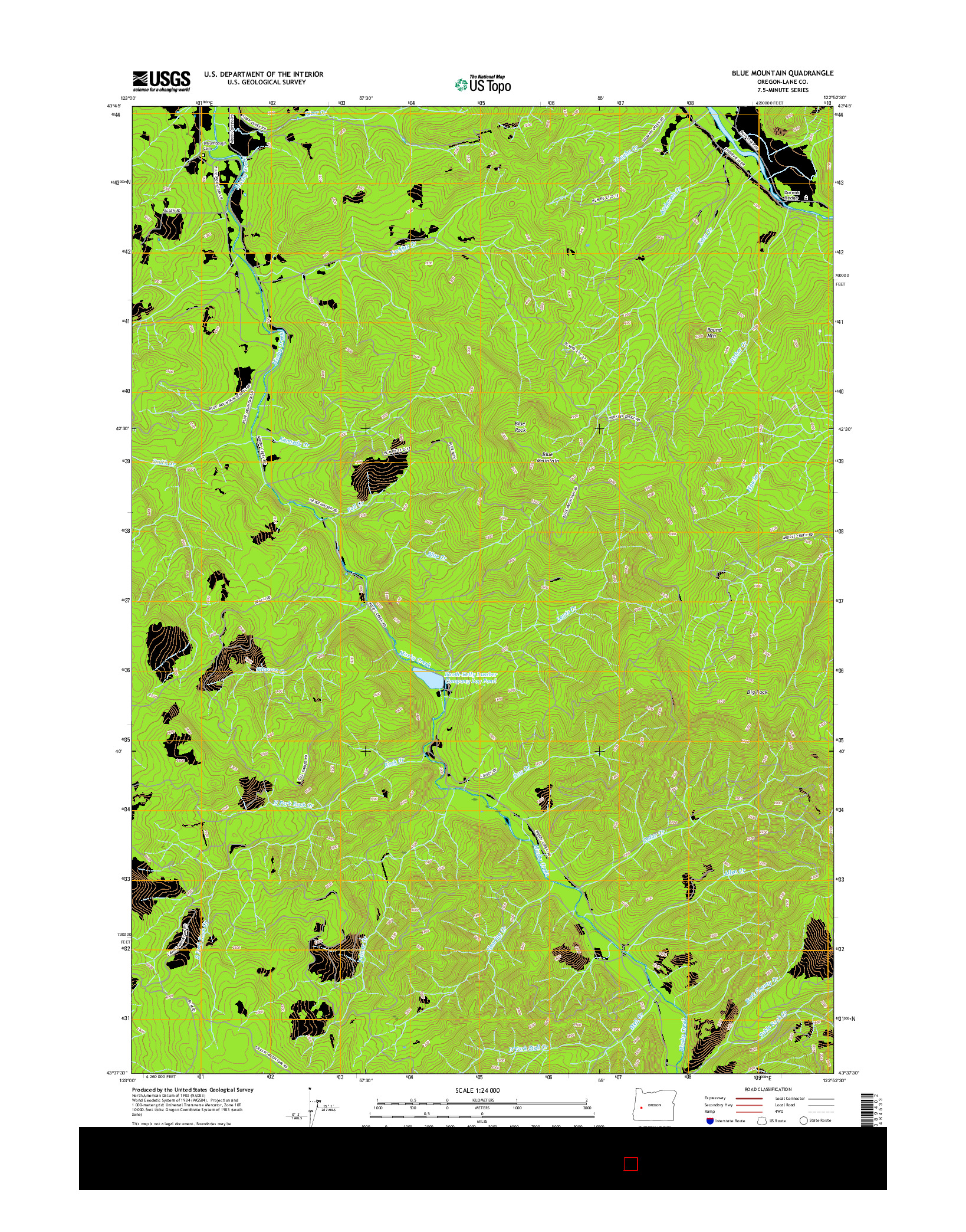 USGS US TOPO 7.5-MINUTE MAP FOR BLUE MOUNTAIN, OR 2017