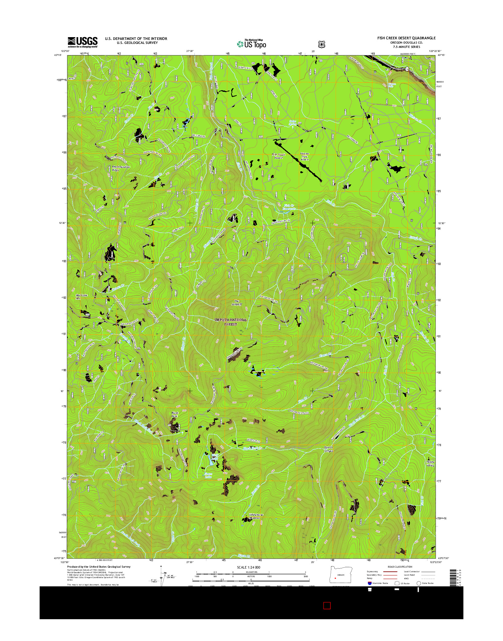 USGS US TOPO 7.5-MINUTE MAP FOR FISH CREEK DESERT, OR 2017