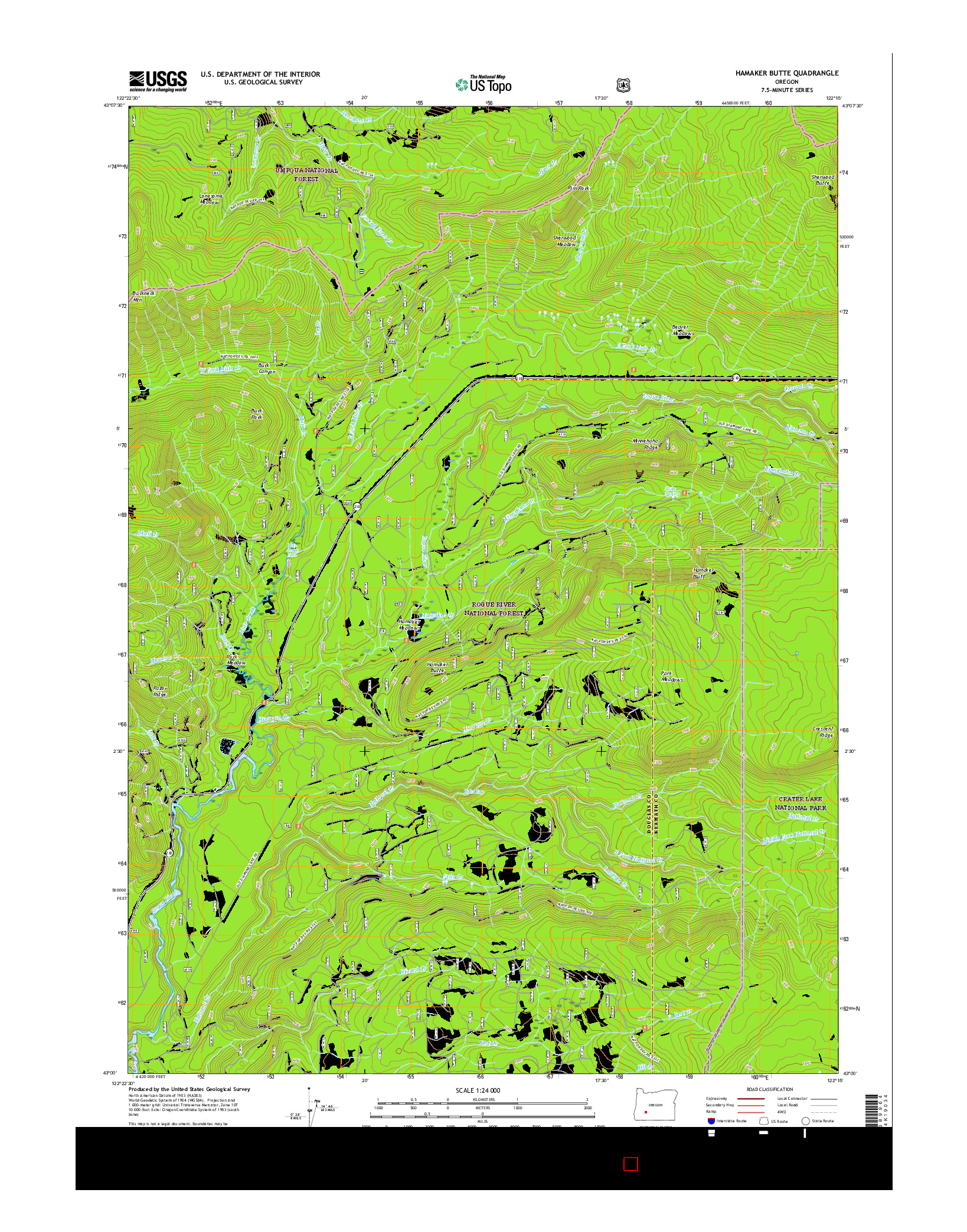 USGS US TOPO 7.5-MINUTE MAP FOR HAMAKER BUTTE, OR 2017
