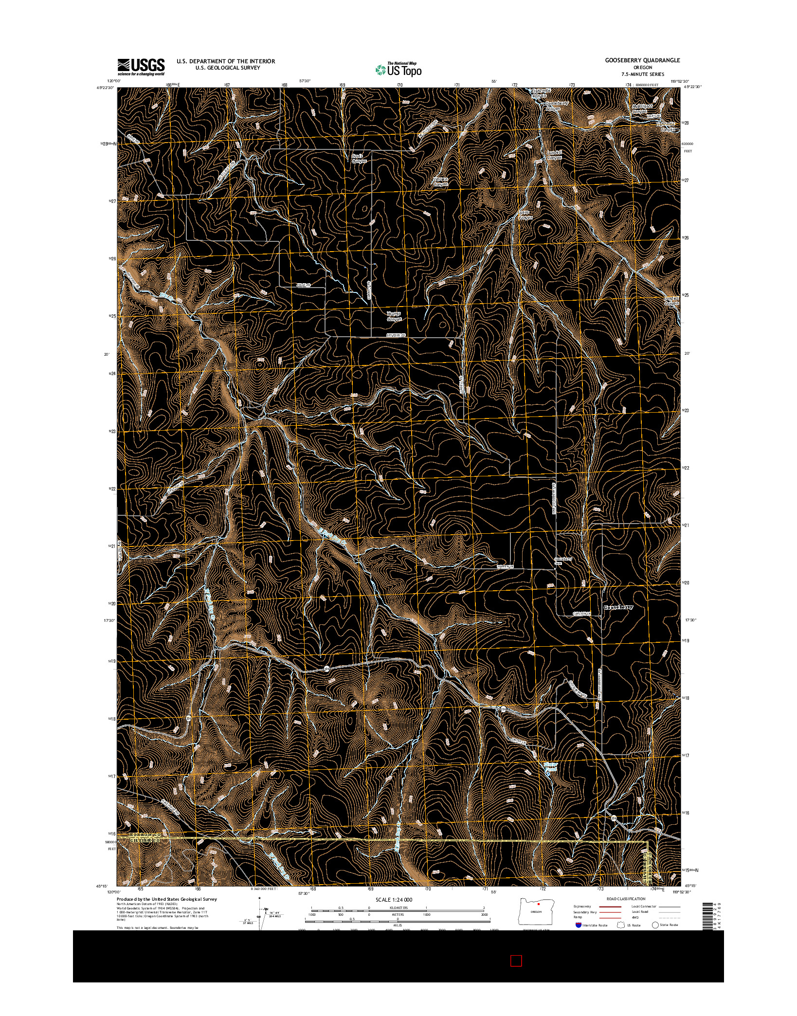 USGS US TOPO 7.5-MINUTE MAP FOR GOOSEBERRY, OR 2017