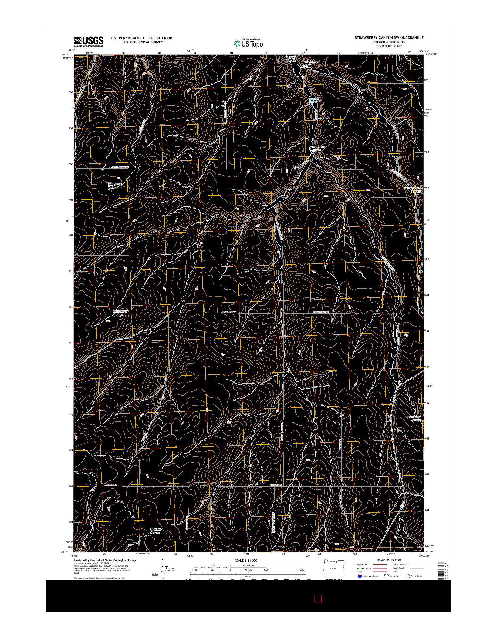 USGS US TOPO 7.5-MINUTE MAP FOR STRAWBERRY CANYON SW, OR 2017