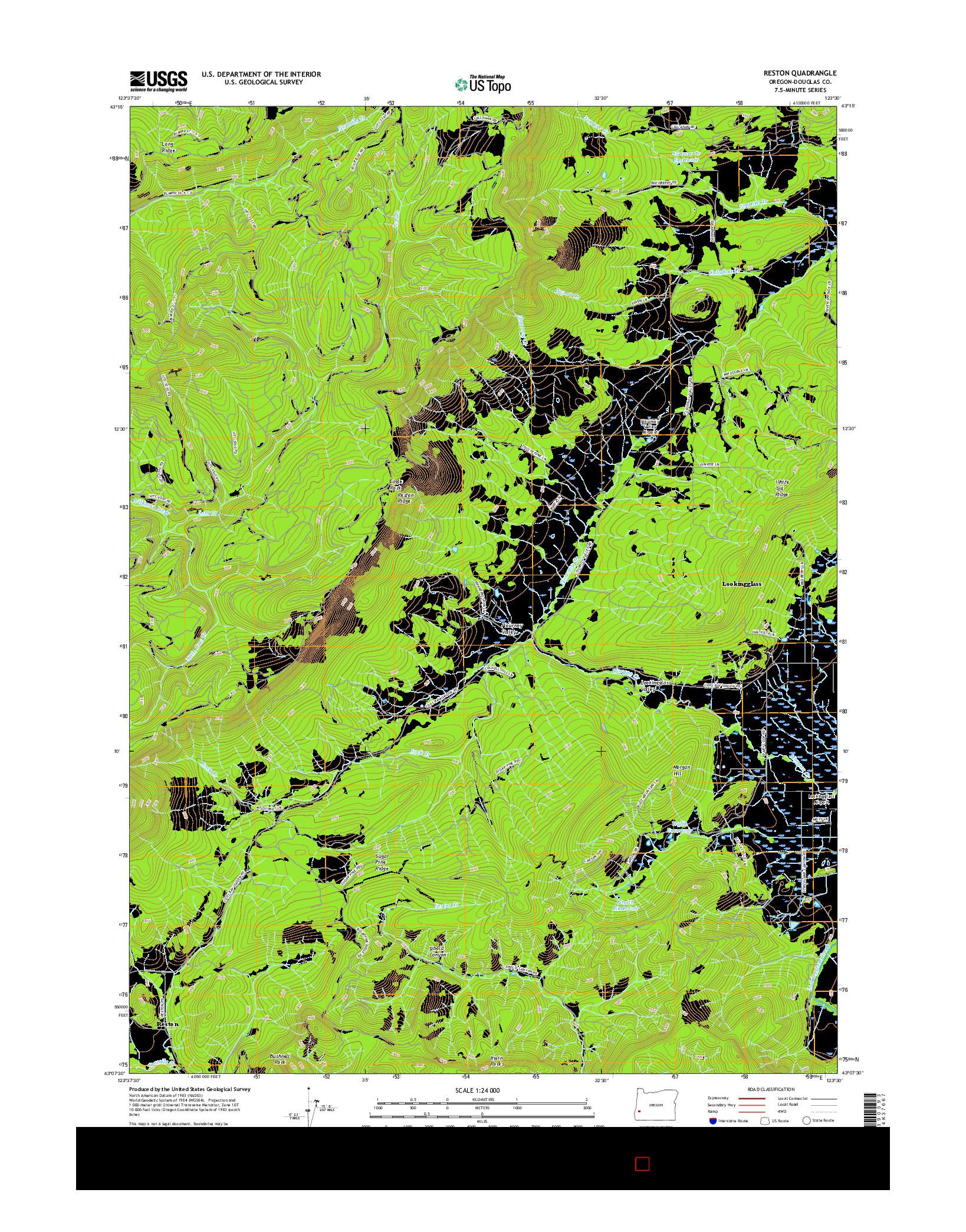 USGS US TOPO 7.5-MINUTE MAP FOR RESTON, OR 2017