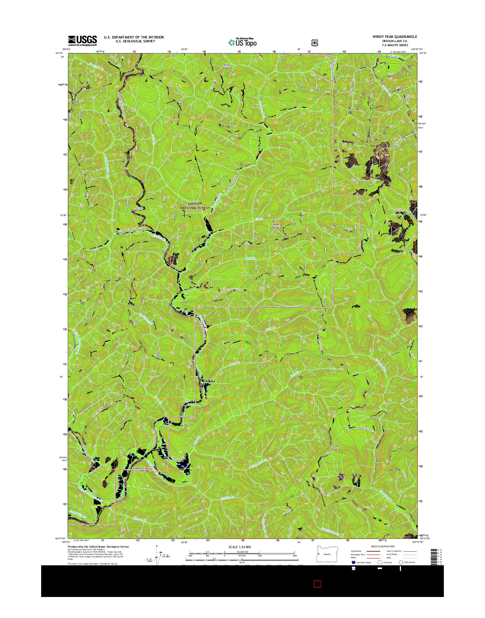 USGS US TOPO 7.5-MINUTE MAP FOR WINDY PEAK, OR 2017