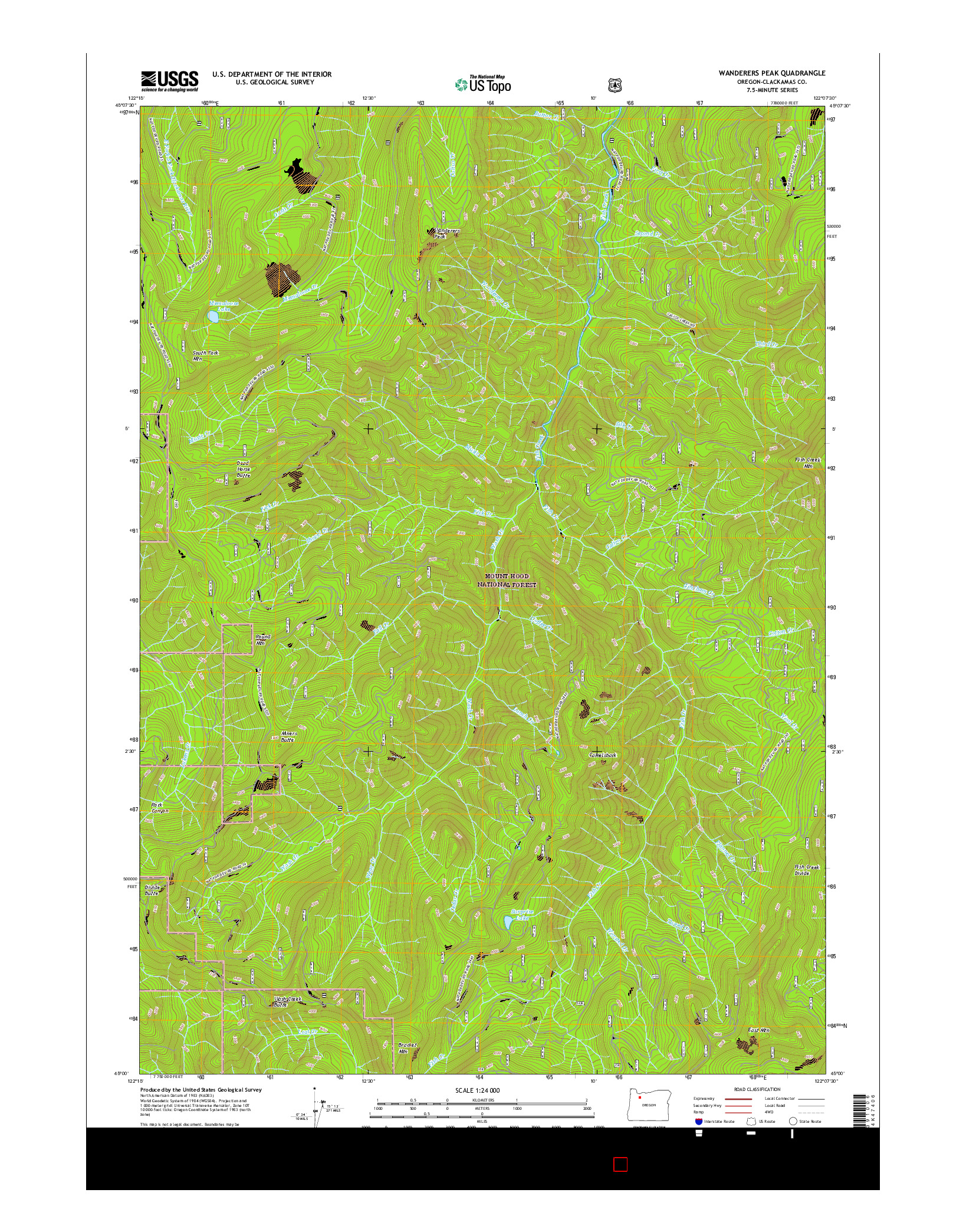 USGS US TOPO 7.5-MINUTE MAP FOR WANDERERS PEAK, OR 2017