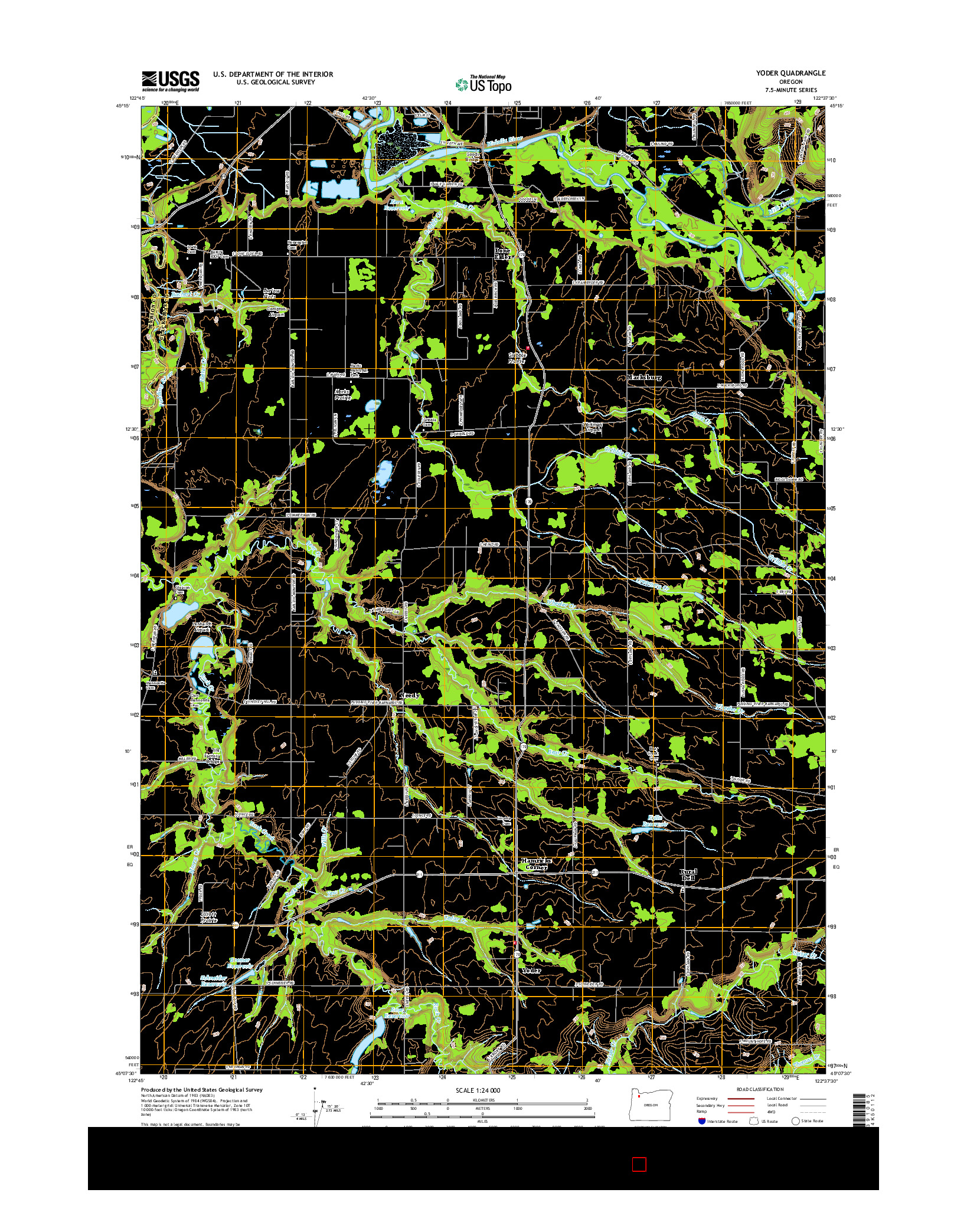 USGS US TOPO 7.5-MINUTE MAP FOR YODER, OR 2017