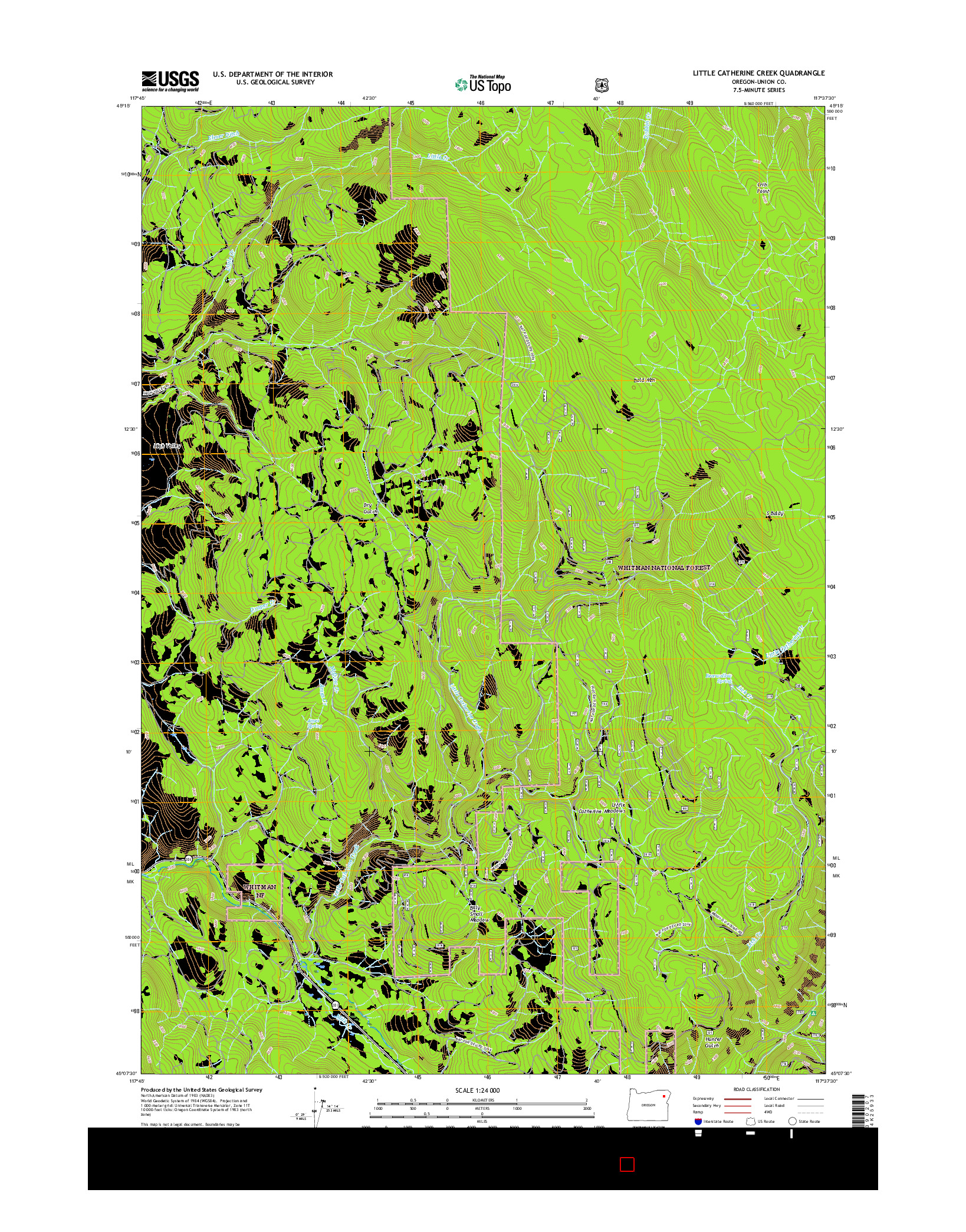 USGS US TOPO 7.5-MINUTE MAP FOR LITTLE CATHERINE CREEK, OR 2017