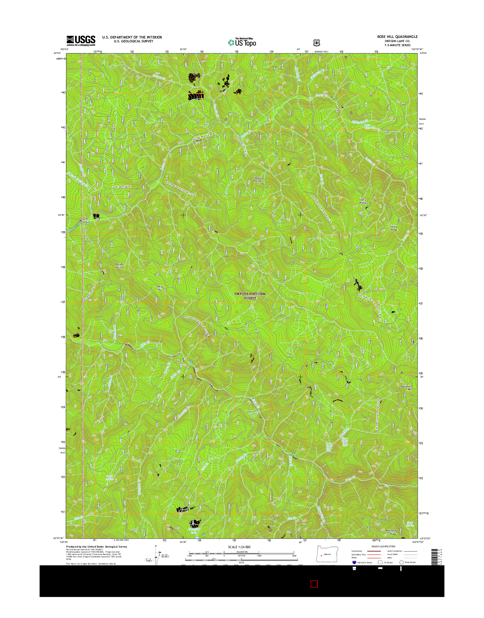 USGS US TOPO 7.5-MINUTE MAP FOR ROSE HILL, OR 2017