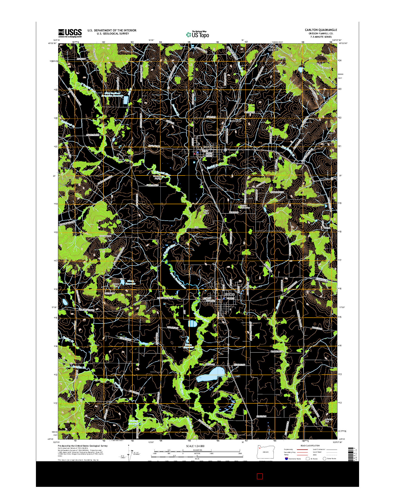 USGS US TOPO 7.5-MINUTE MAP FOR CARLTON, OR 2017