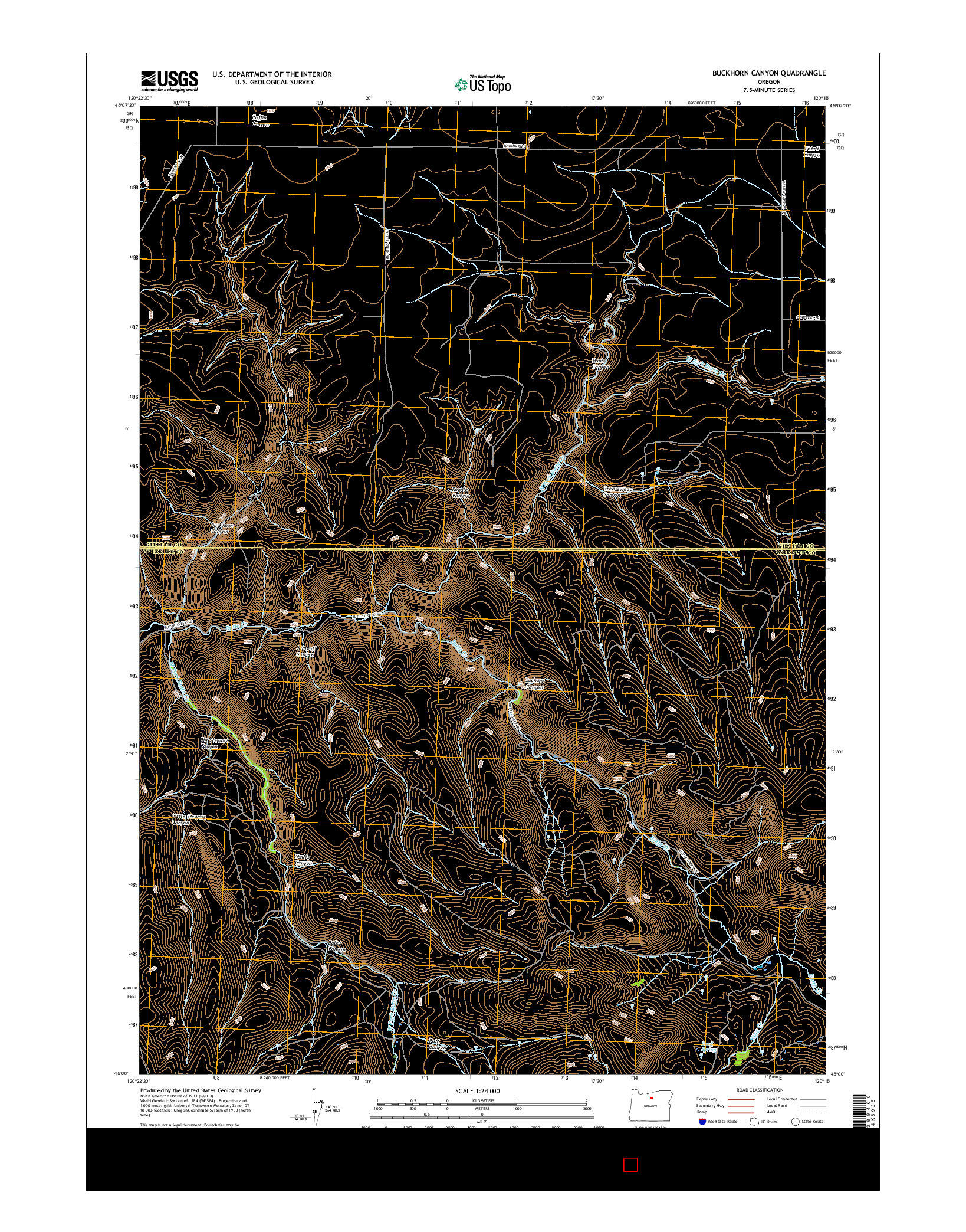 USGS US TOPO 7.5-MINUTE MAP FOR BUCKHORN CANYON, OR 2017