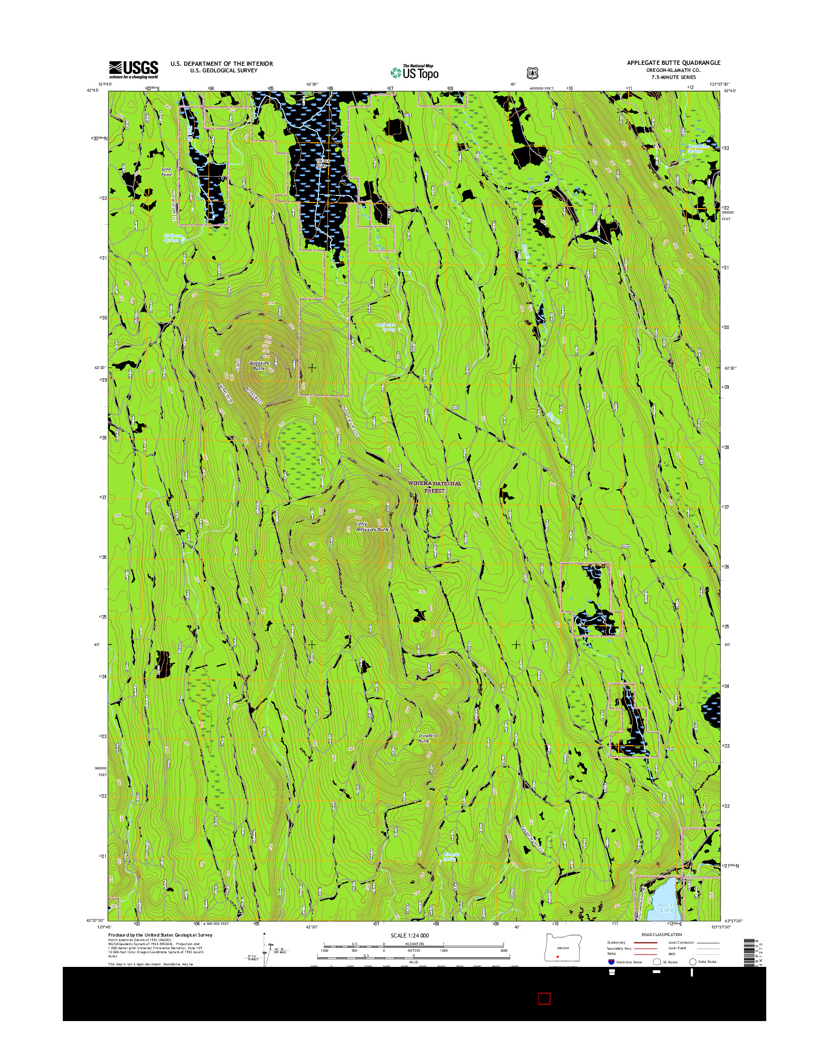 USGS US TOPO 7.5-MINUTE MAP FOR APPLEGATE BUTTE, OR 2017