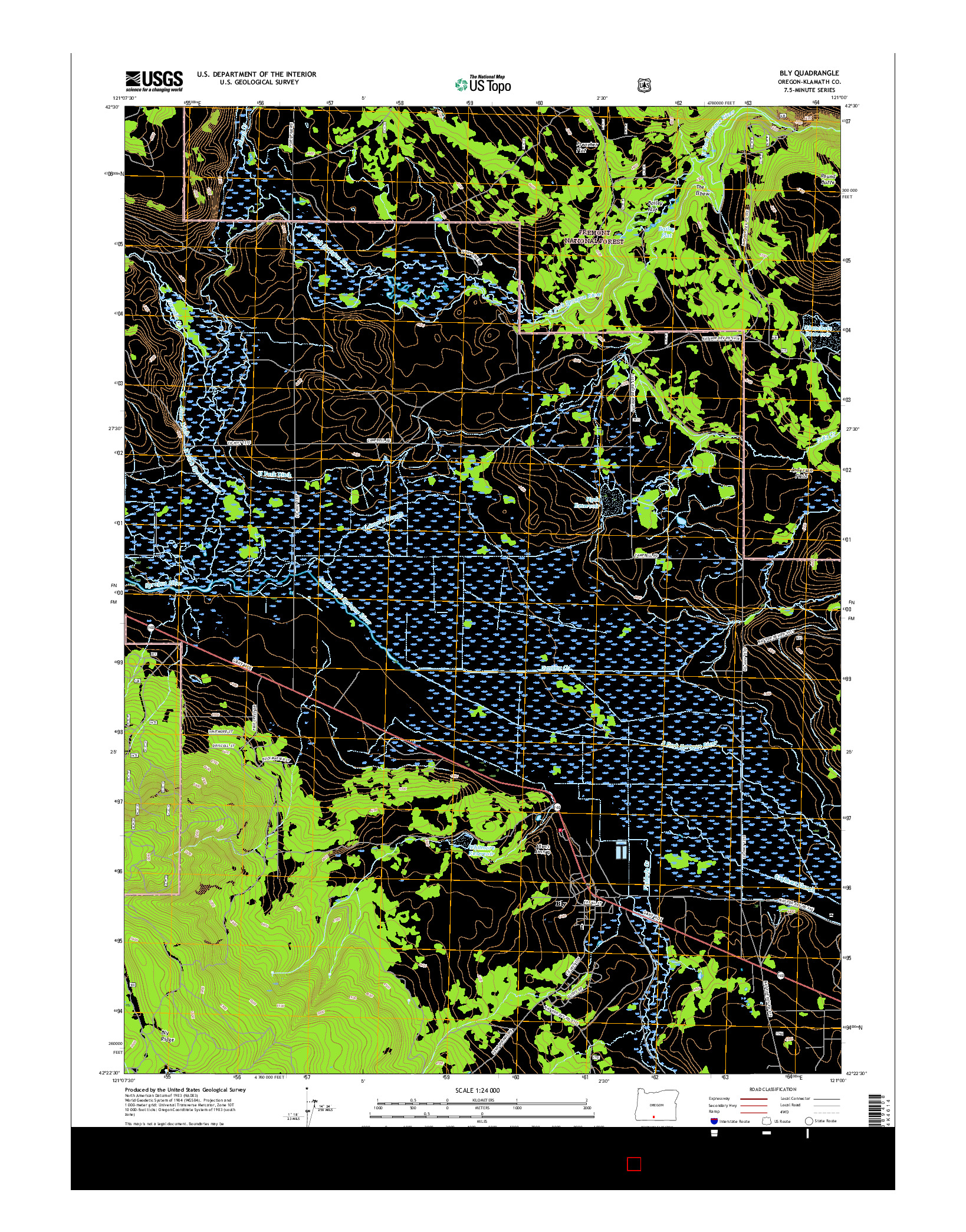 USGS US TOPO 7.5-MINUTE MAP FOR BLY, OR 2017