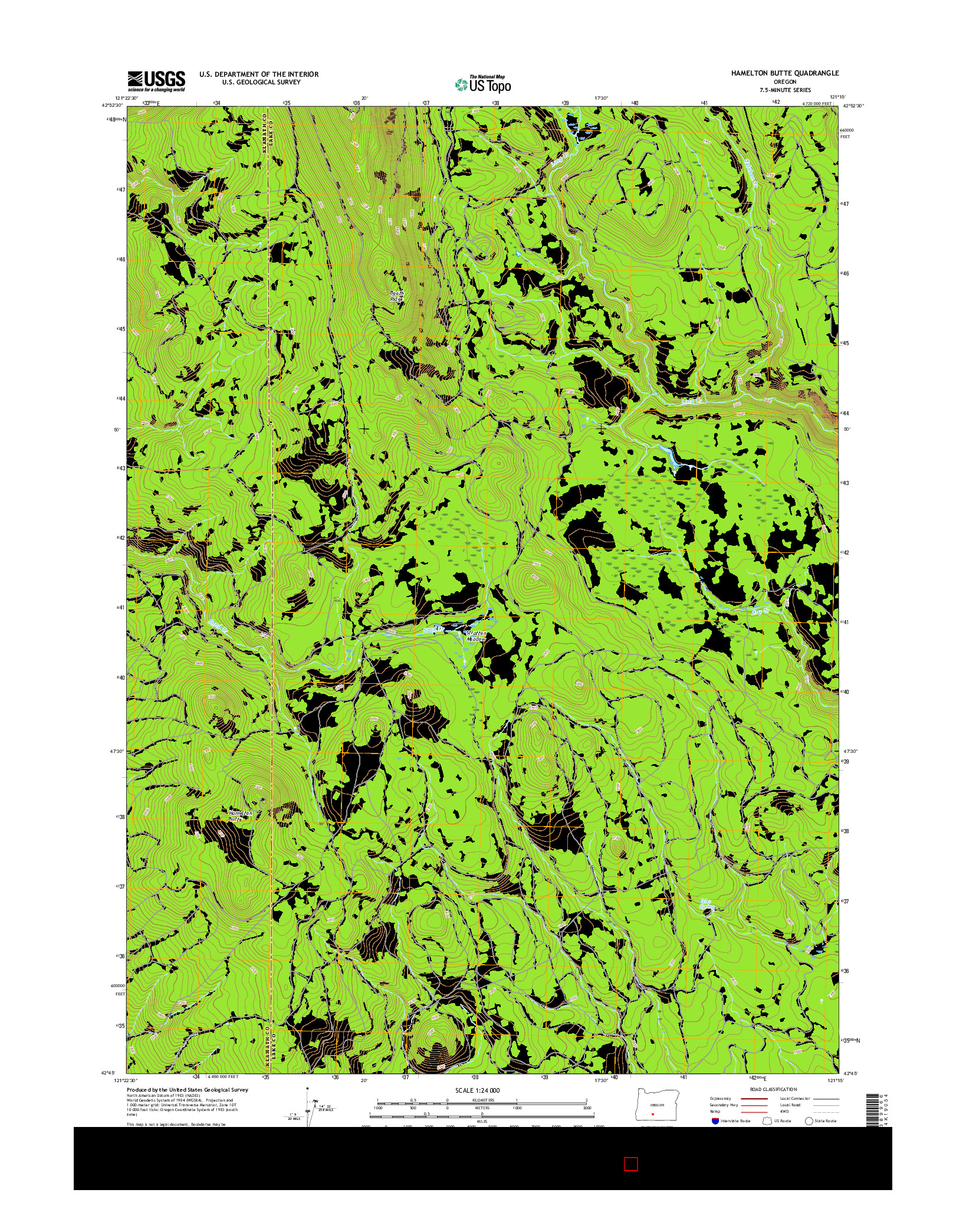 USGS US TOPO 7.5-MINUTE MAP FOR HAMELTON BUTTE, OR 2017