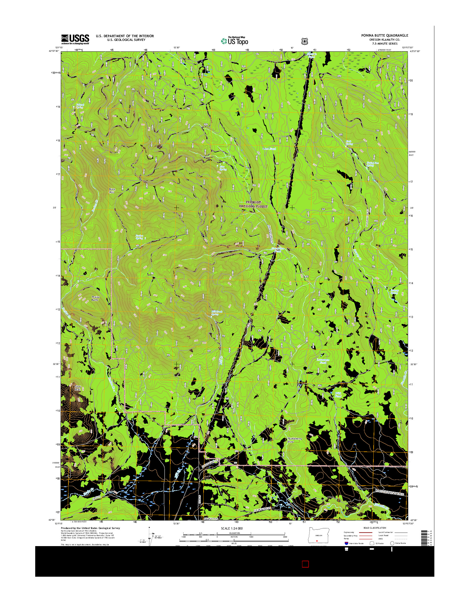 USGS US TOPO 7.5-MINUTE MAP FOR PONINA BUTTE, OR 2017