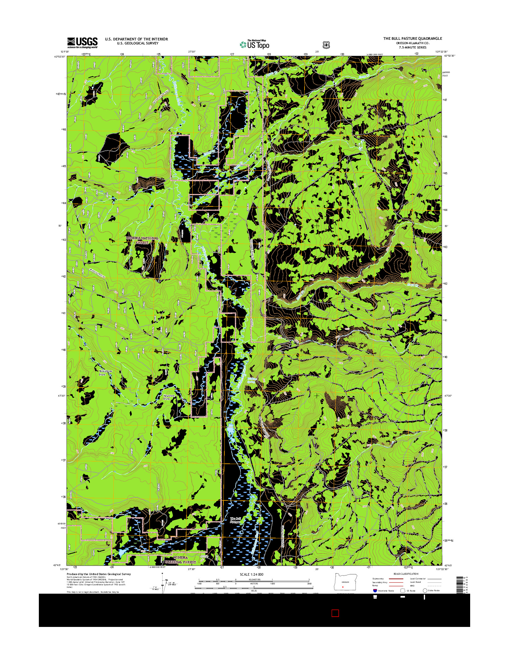 USGS US TOPO 7.5-MINUTE MAP FOR THE BULL PASTURE, OR 2017