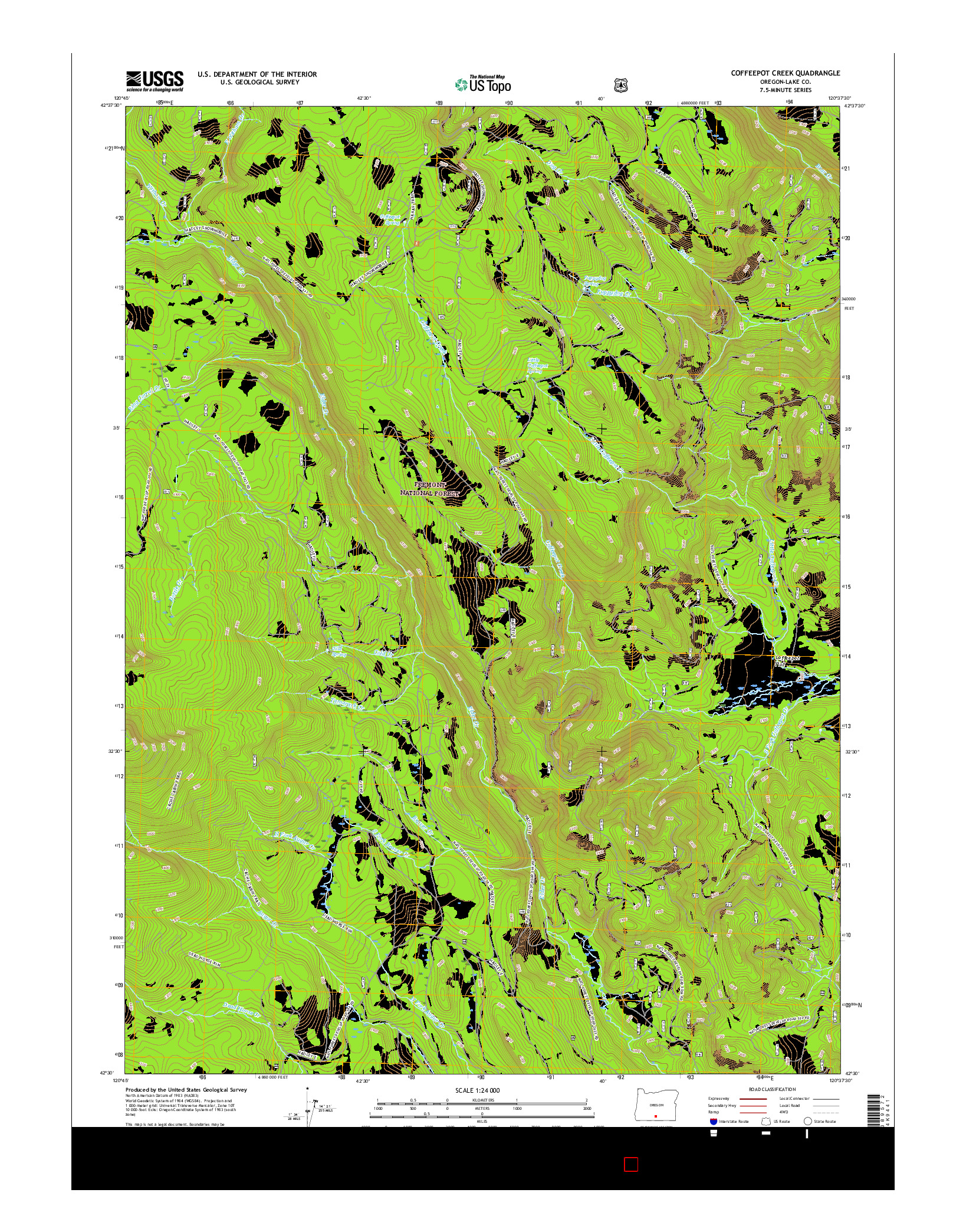 USGS US TOPO 7.5-MINUTE MAP FOR COFFEEPOT CREEK, OR 2017