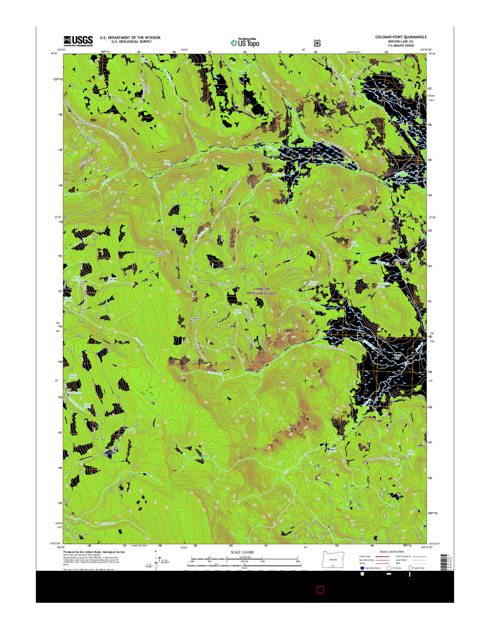 USGS US TOPO 7.5-MINUTE MAP FOR COLEMAN POINT, OR 2017