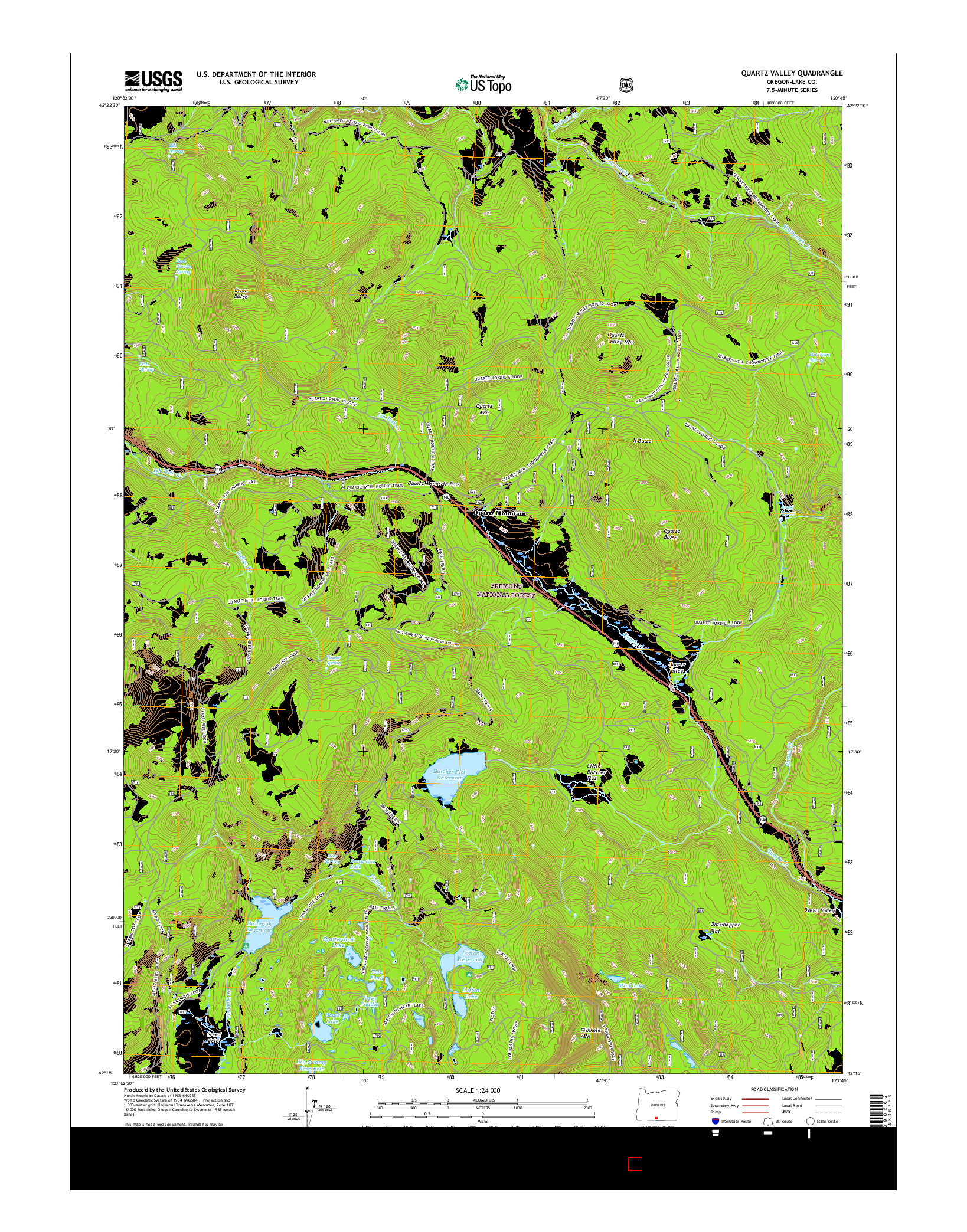 USGS US TOPO 7.5-MINUTE MAP FOR QUARTZ VALLEY, OR 2017