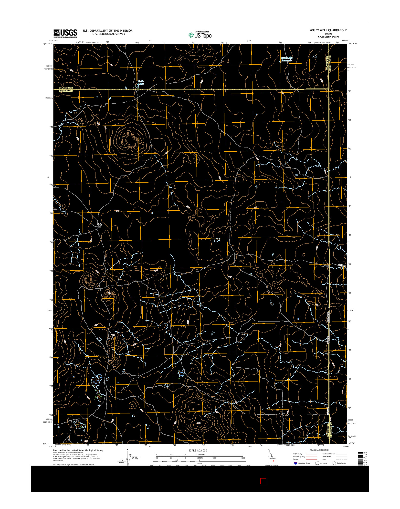 USGS US TOPO 7.5-MINUTE MAP FOR MOSBY WELL, ID 2017